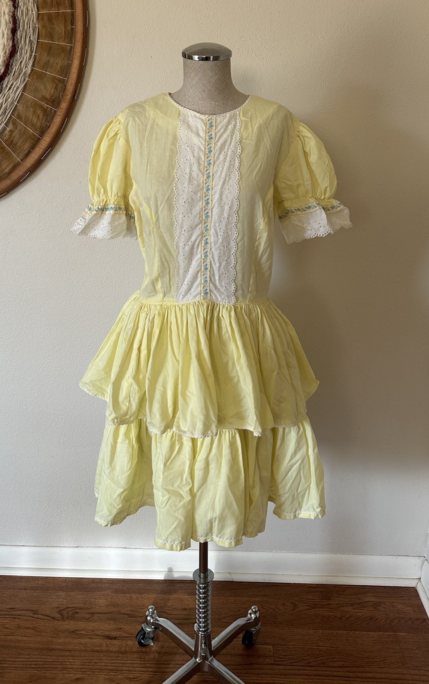 Vintage Kate Schorer Originals Square Dancing Dress Country Prairie Ruffled S