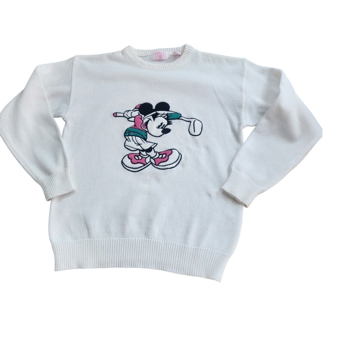Disney Minnie’s Golf Club by Aurea Sweater Women S White Excellent Vintage Golf