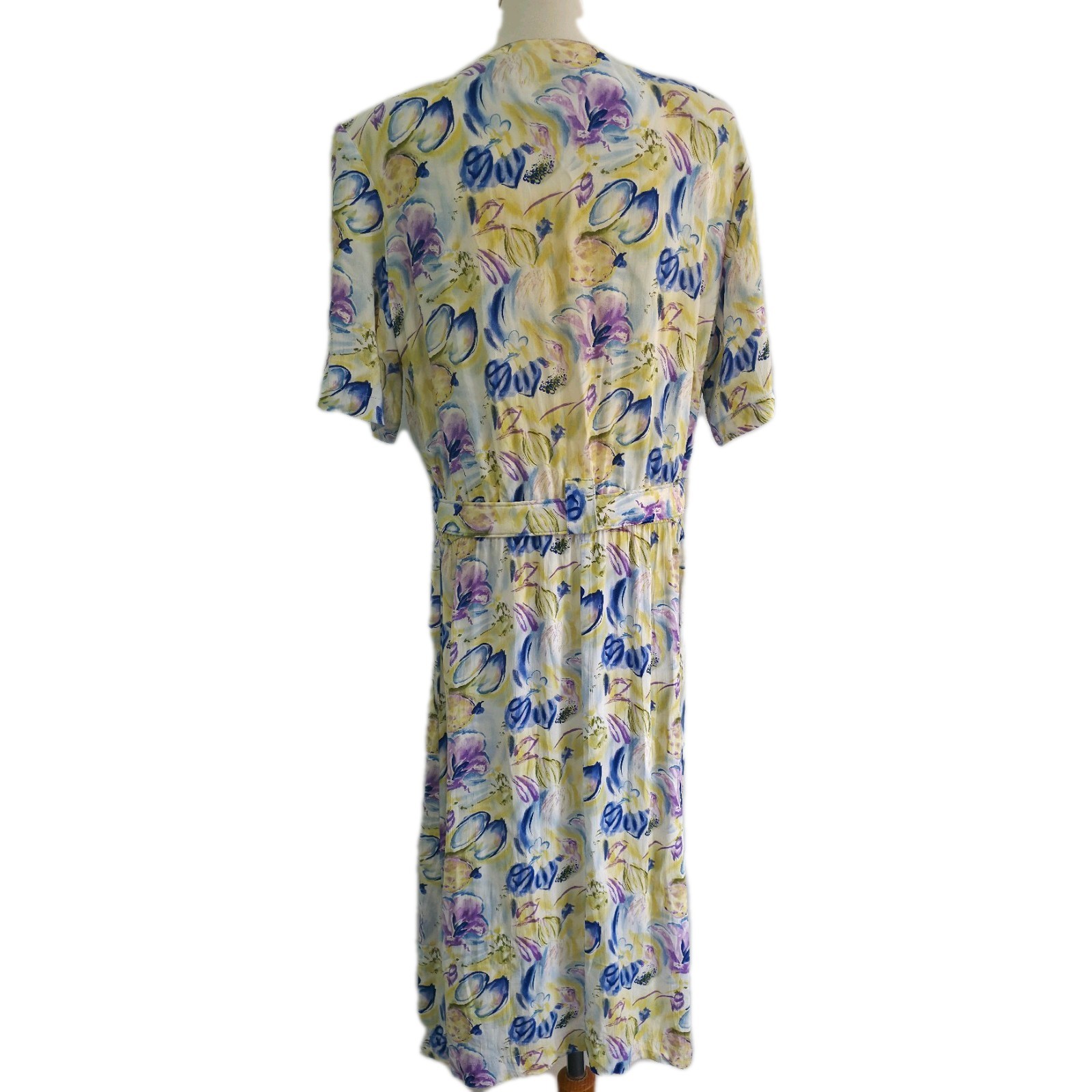 Vintage Stitches Australia Floral Midi Dress Belted Button Front Plus Size 16