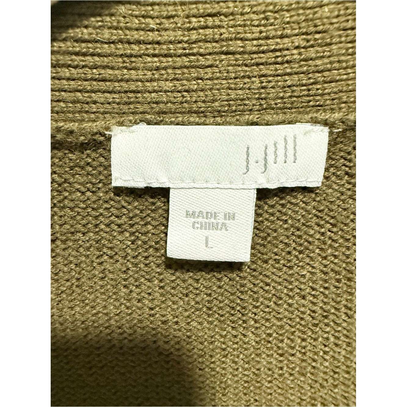 J. Jill cashmere, cotton and wool blend Olive Green Button-Front Cardigan L