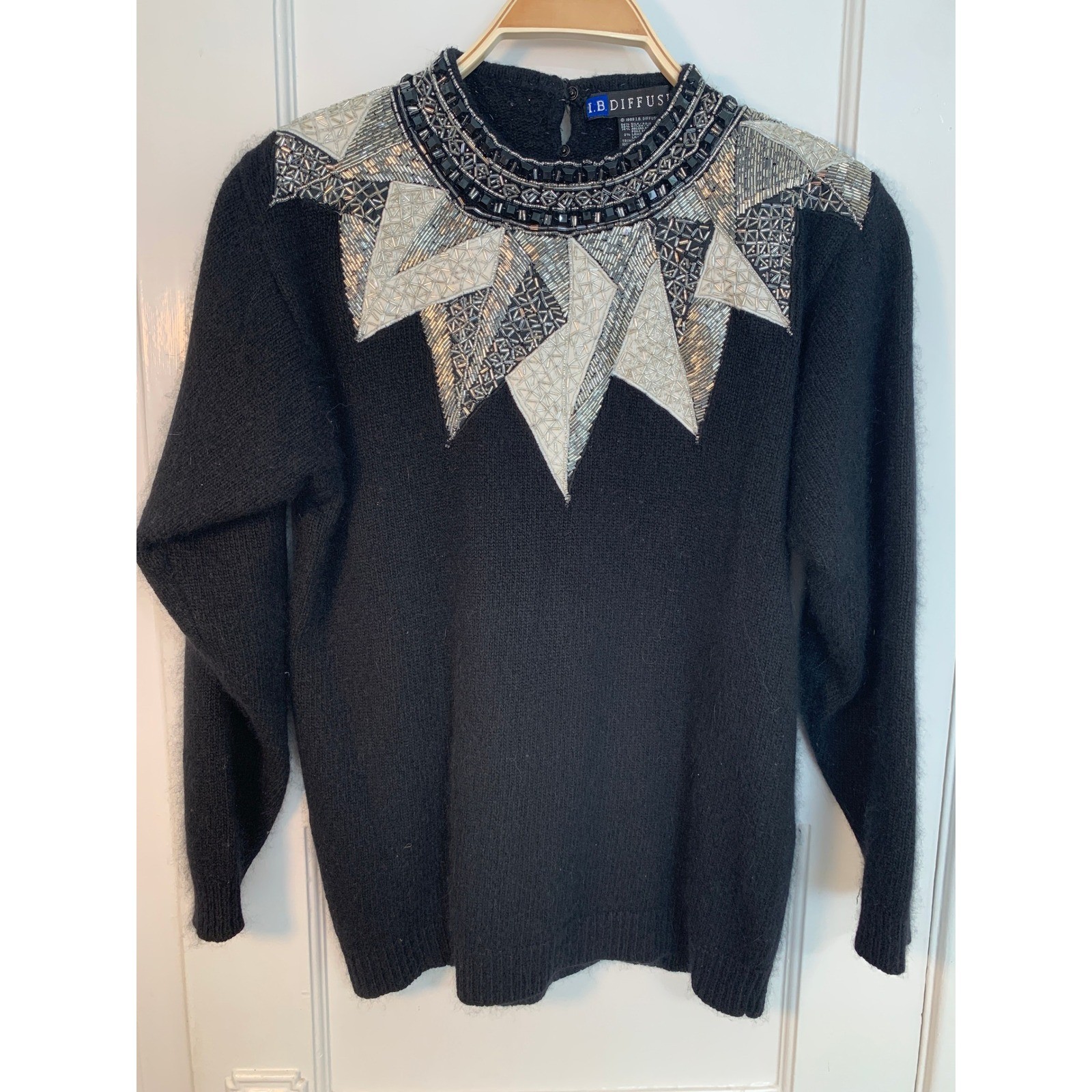 IB Diffusion Vintage 1989 Women’s Silk & Angora Sweater Retro Cocktail Party S