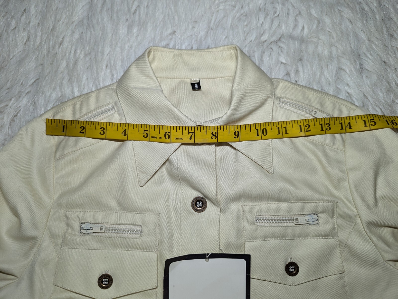VTG 80s CHESTER SMITH 10 Pocket IVORY Button Up Shirt Jacket SHACKET Women’s 8