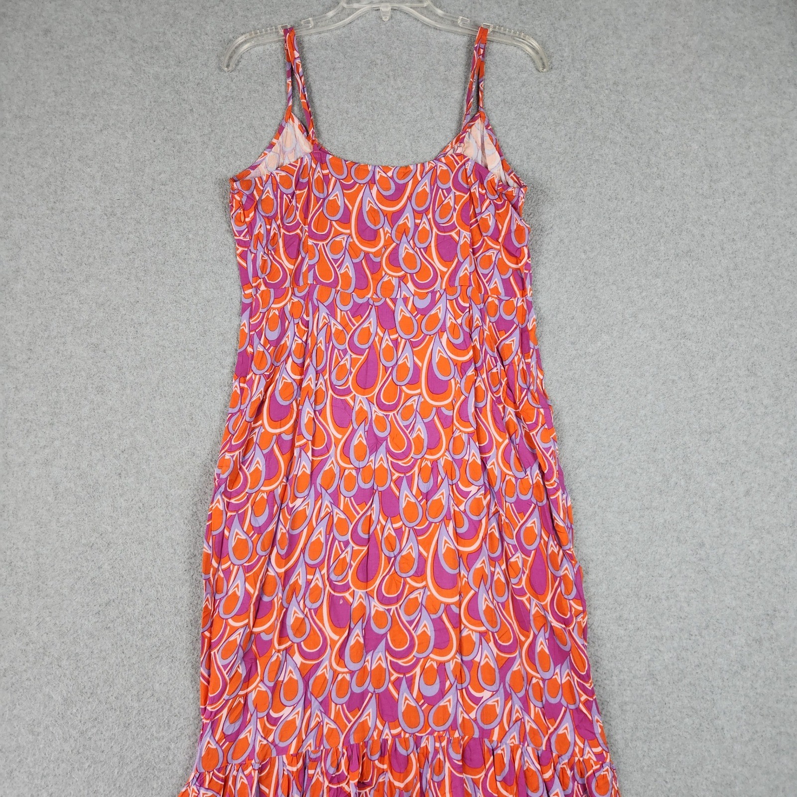 Vila Maxi Dress Womens US 6 Multicolor Retro Teardrop Print Viscose Tiered Boho
