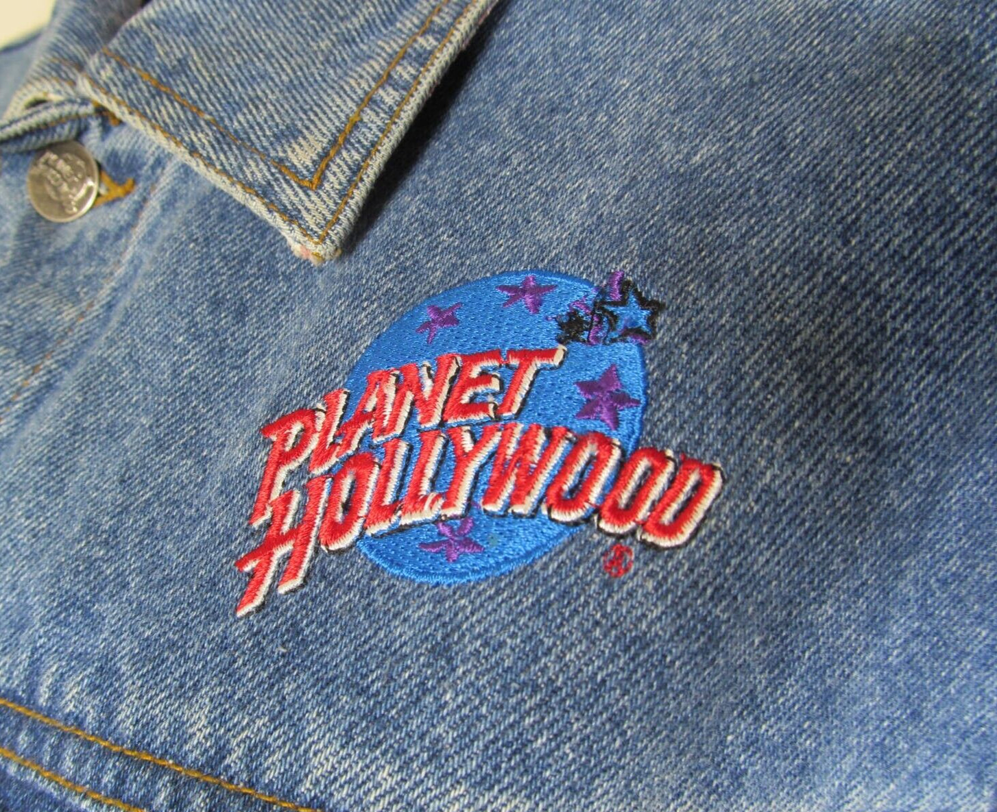 PLANET HOLLYWOOD BEVERLY HILLS Womens Size Small Vintage 1990s Denim Jean Jacket
