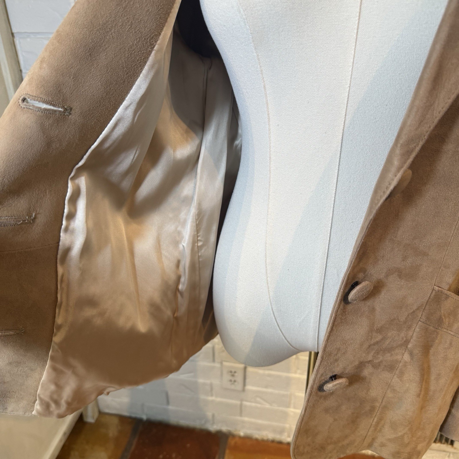 Vintage 80s 90s Skin Things Tan Suede Blazer Jacket Womens 10