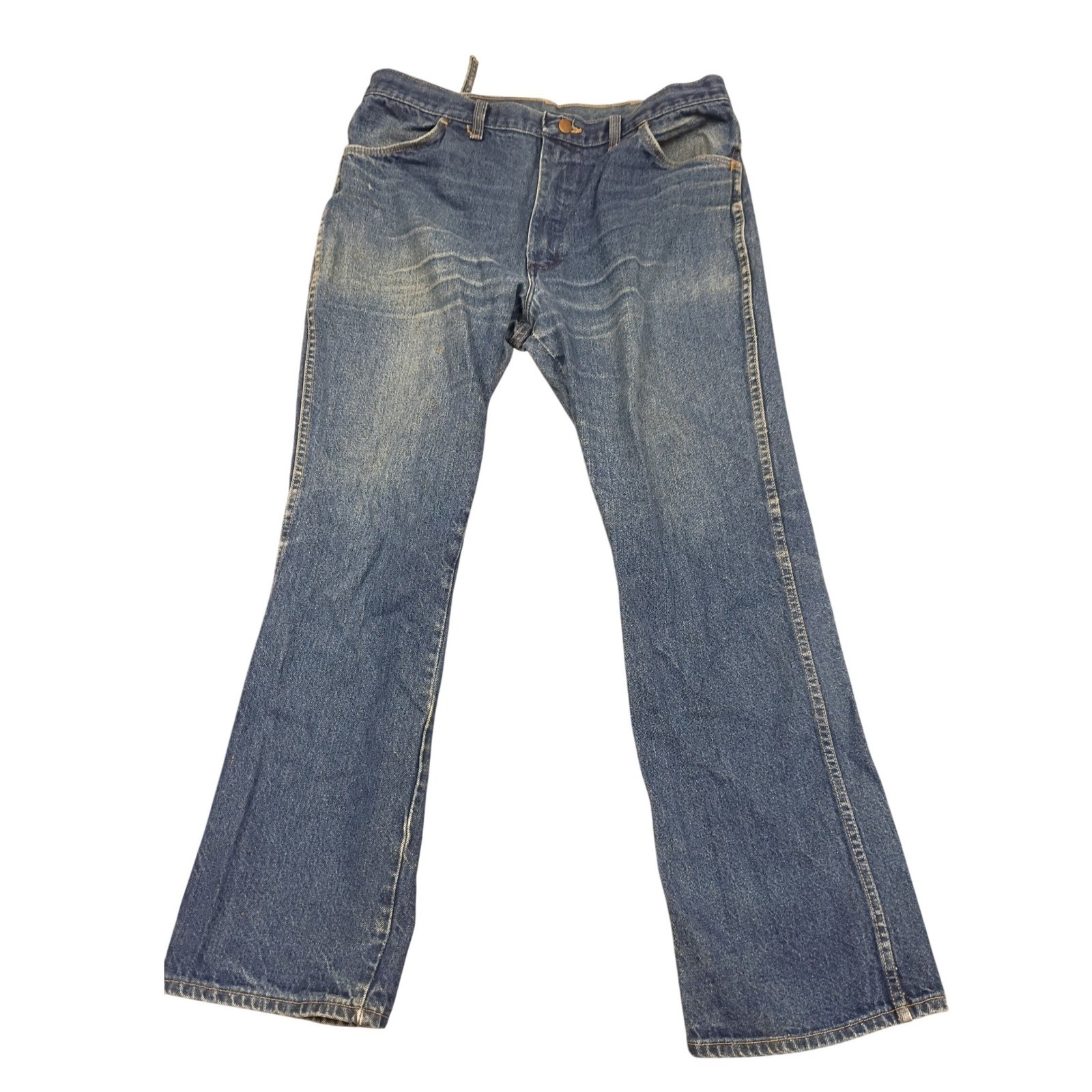 Rustler Vintage Jeans Mens 38×32 Blue Straight Leg Made in USA Distressed