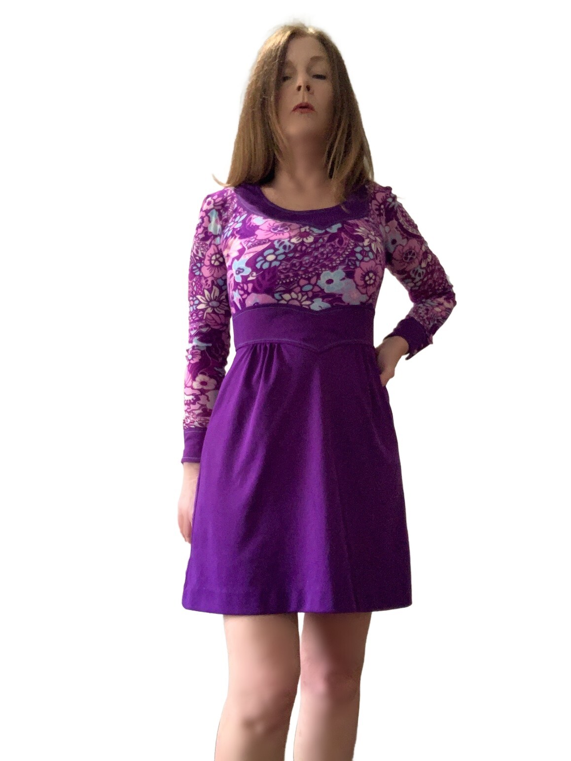 Clearance! XS S Mikey Jrs Mod Floral Deer Novelty Psychedelic Twiggy Mini Dress