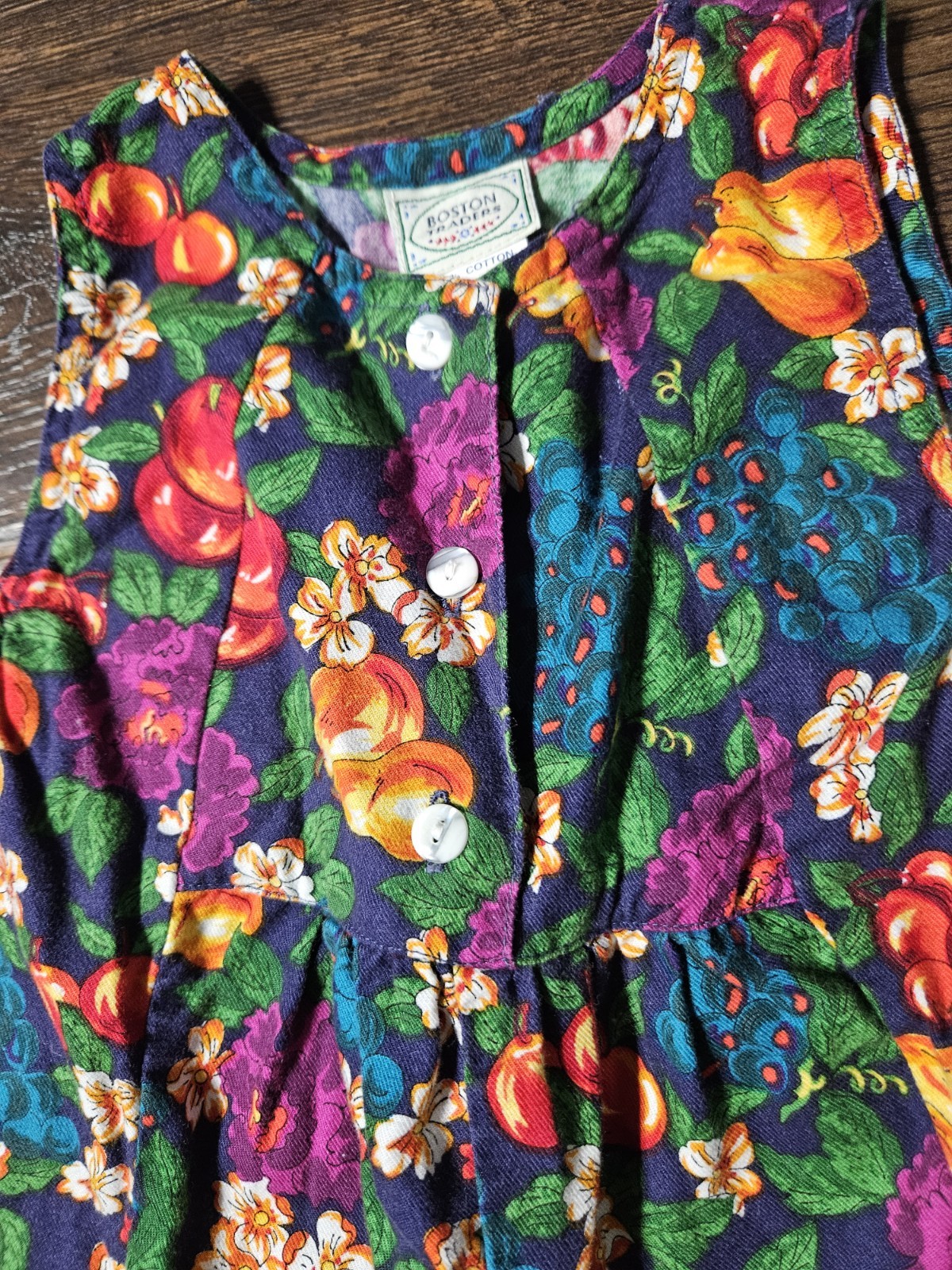 Vintage Boston Traders BUBBLE Romper Fruit Floral 90s Baby Cottage core