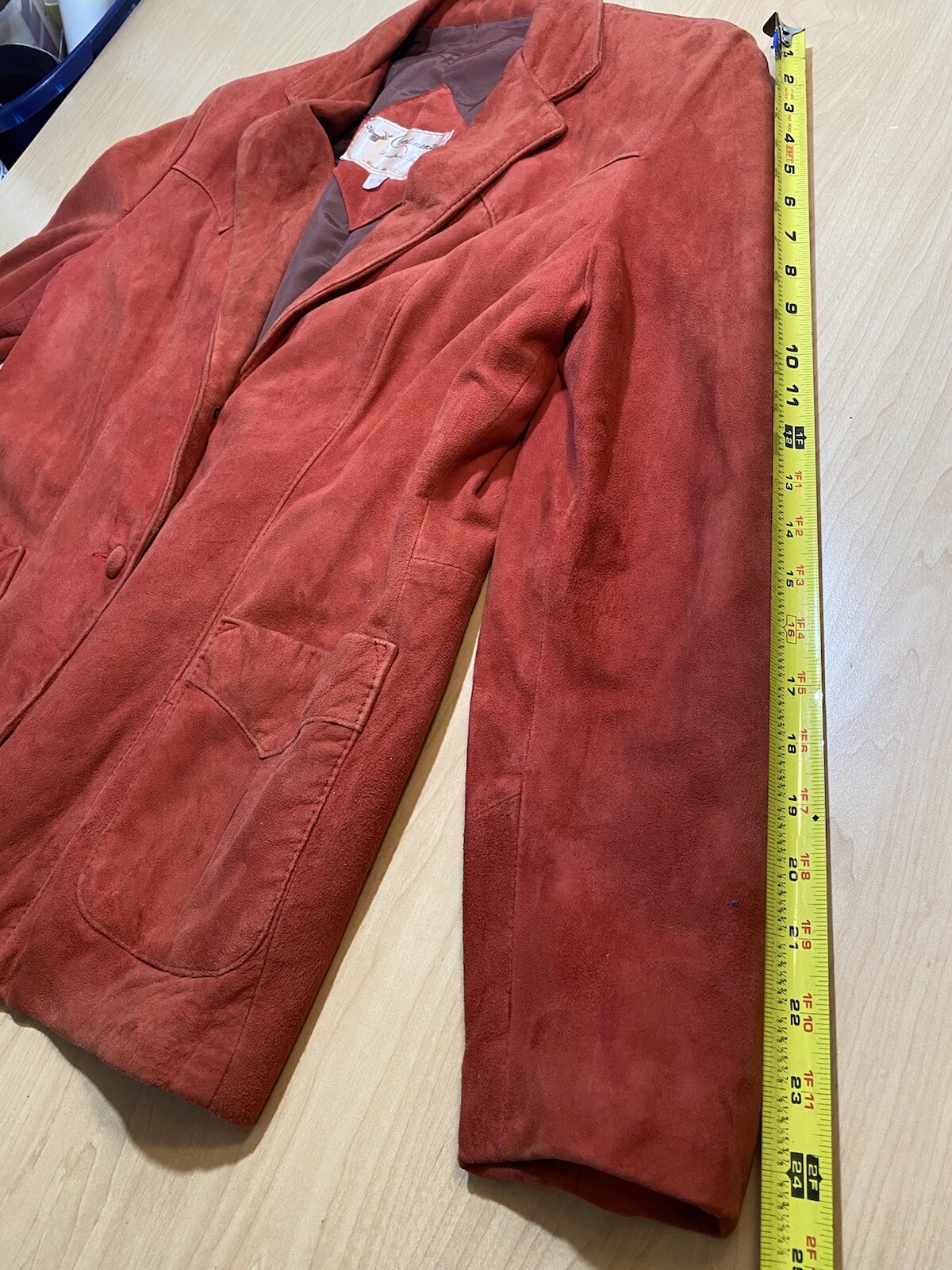 1980’s Vintage Continental Leather Fashions Red Jacket Blazer Size 17/18 USA