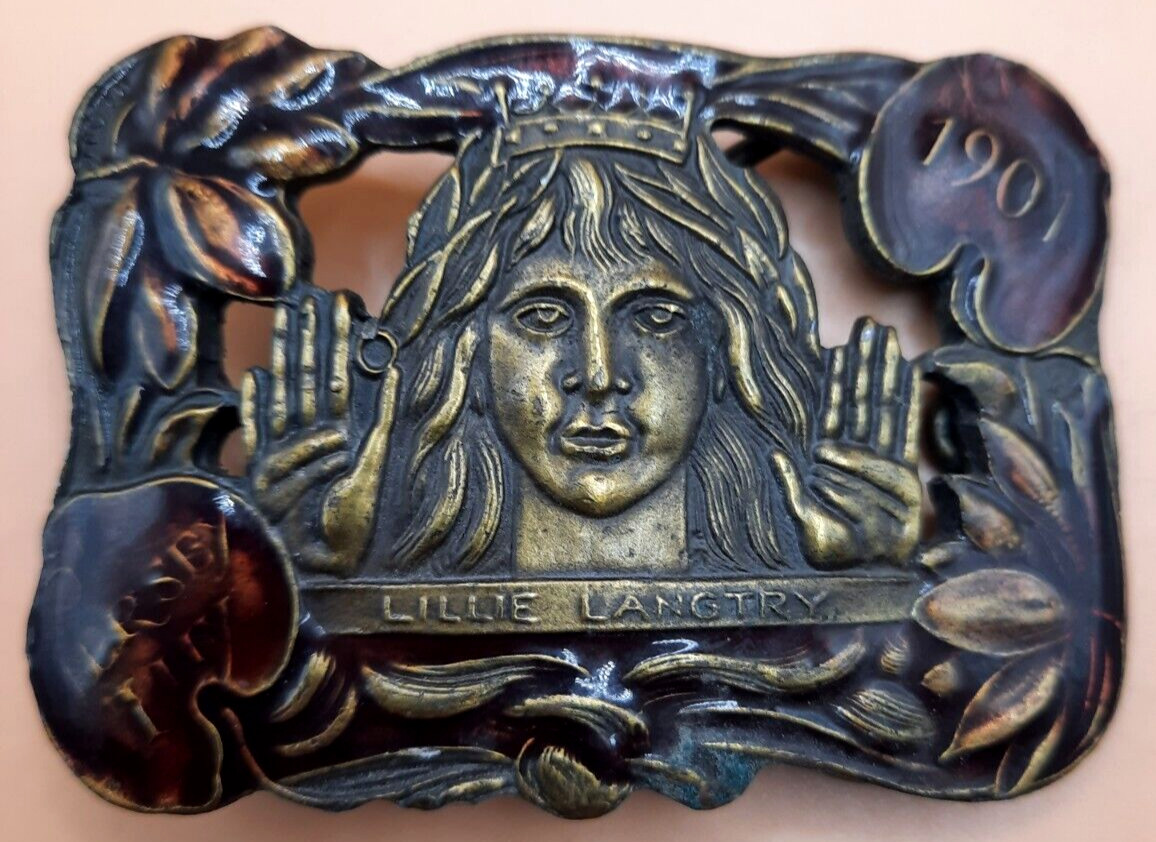 Vintage Belt Buckle 1901 The Jersey Lily Lillie Langtry Tiffany Studios New York