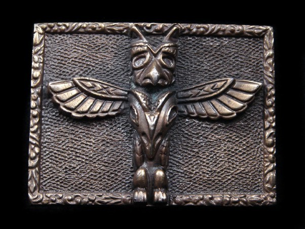 SB01143 VINTAGE 1973 PNW **TOTEM ART** BRASSTONE BELT BUCKLE