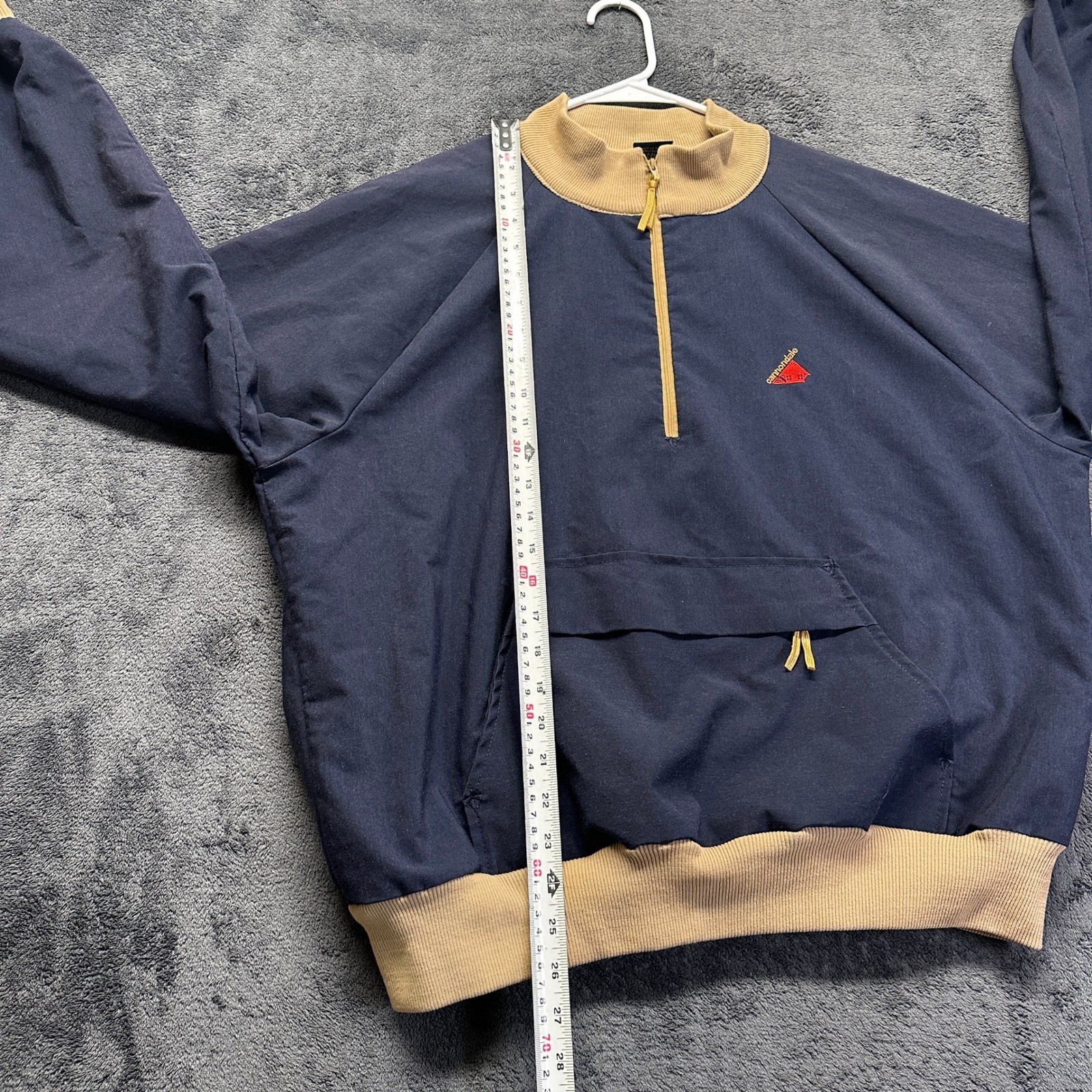 Vintage Cannondale Jacket Mens Large USA Navy Tan Quarter Zip Anorak Cycling