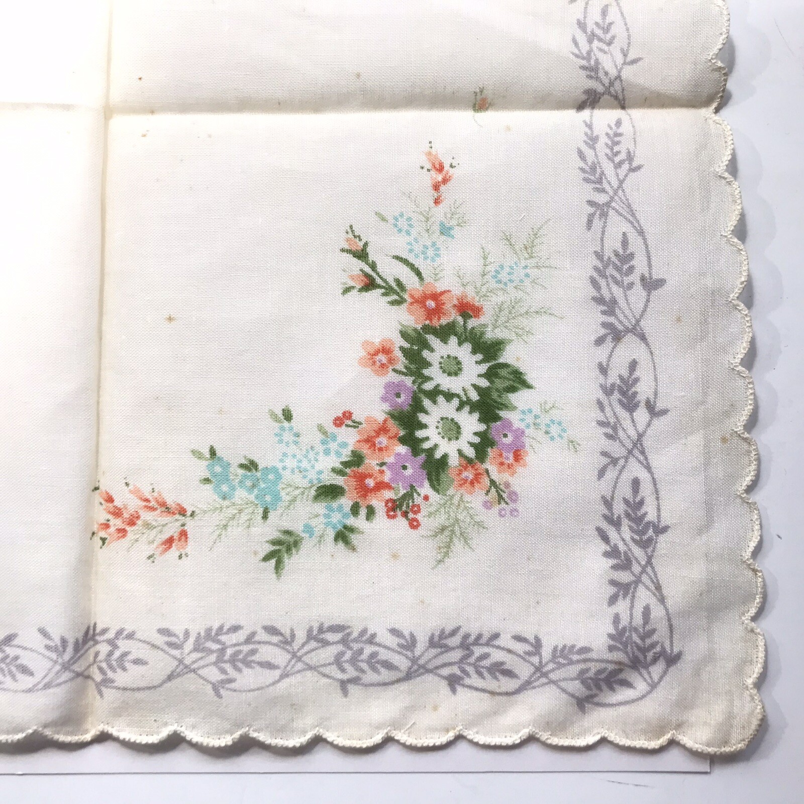 NWT Vintage Jean d’Orly Handkerchief PARIS Mid Century White Floral