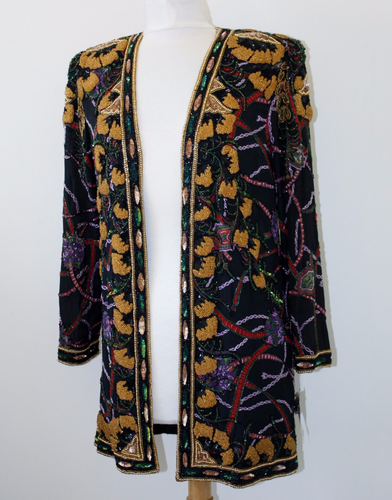Jasdee Vintage Jacket Hand work Beading & Hand Print On Silk Style 6040L