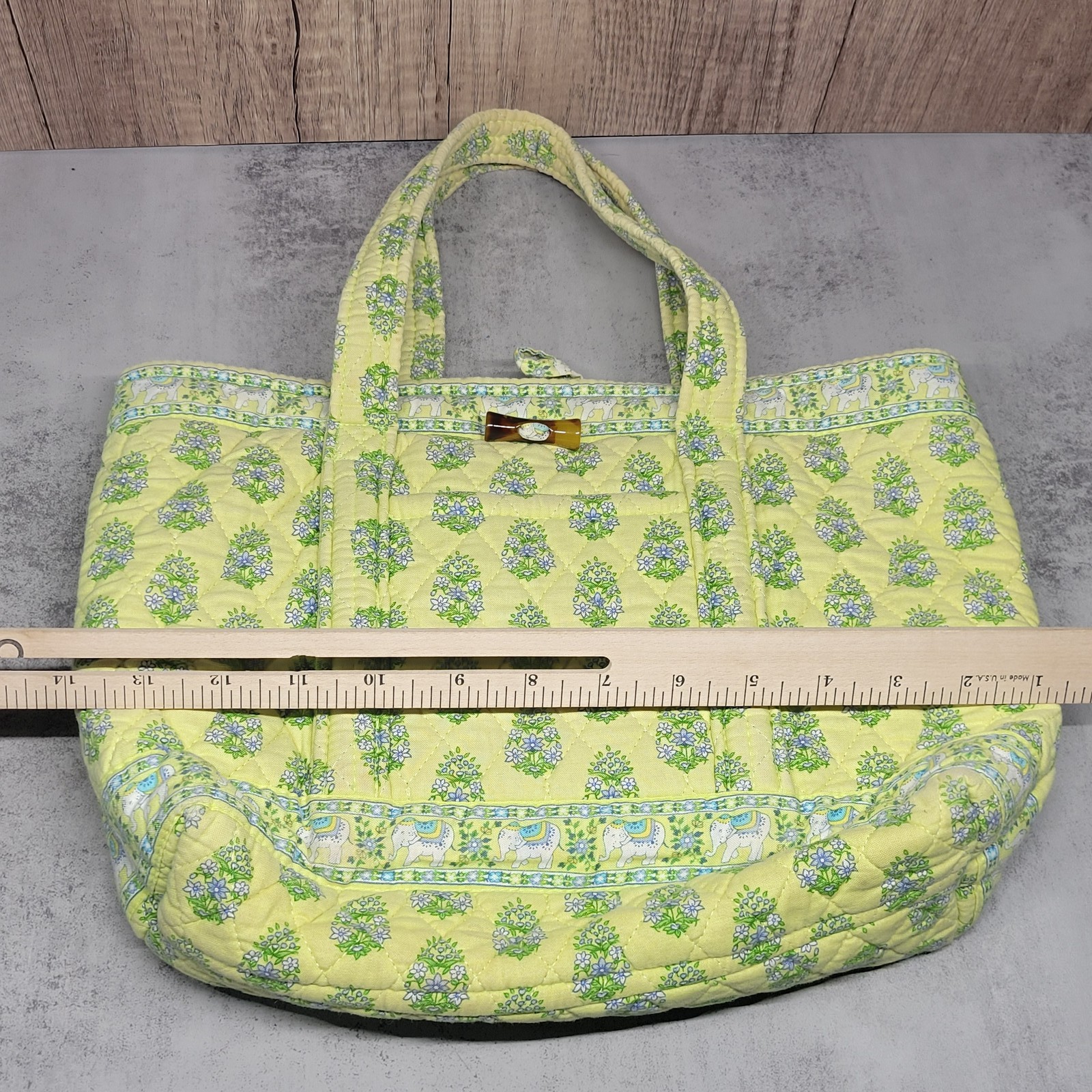 Vera Bradley Quilted Tote Bag Citris Elephant Floral Paisley Yellow Blue