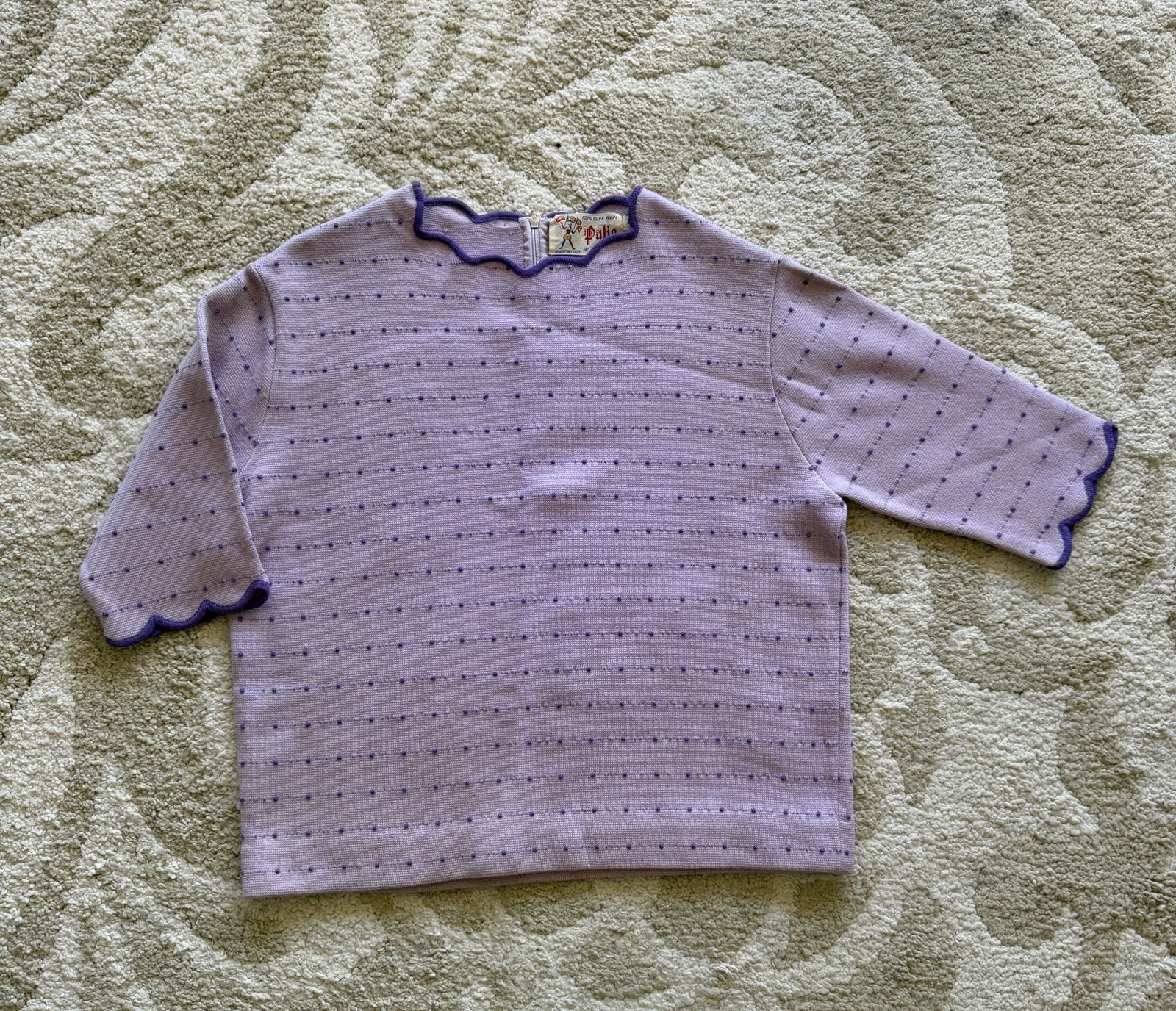 Vintage Italian Wool Top, Lavender, Sz 16