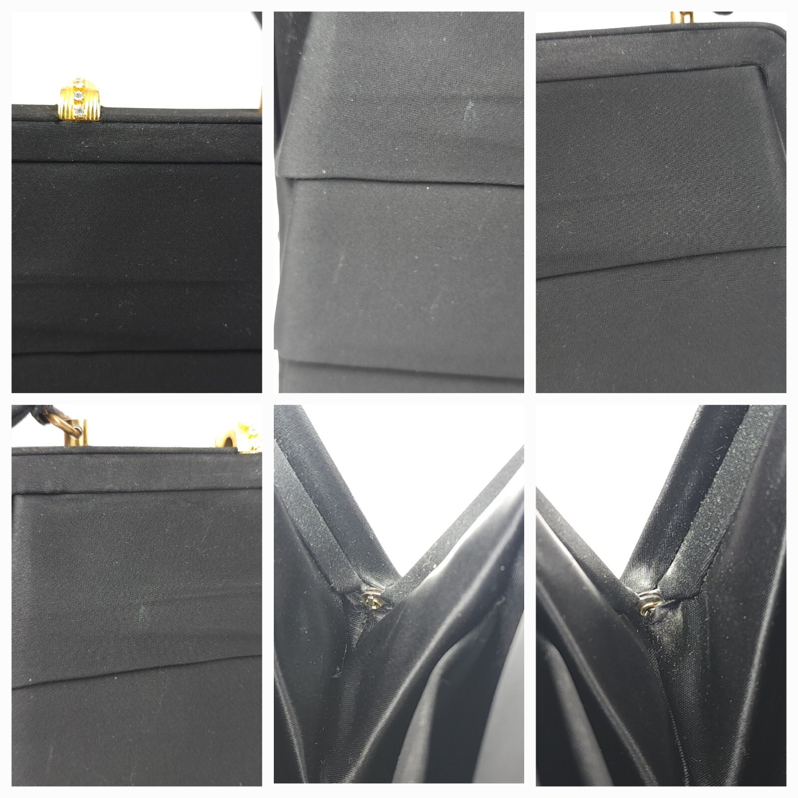 Vintage Coblentz Original Evening Bag Coin Purse Mirror Black Silk Style Jeweled