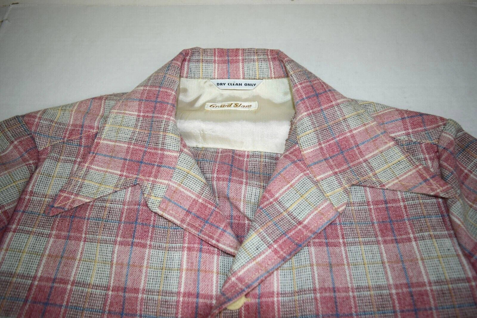 Vintage Plaid Leisure Jacket Grand Slam Munsingwear Size S/M 70s Mauve Lite Gray