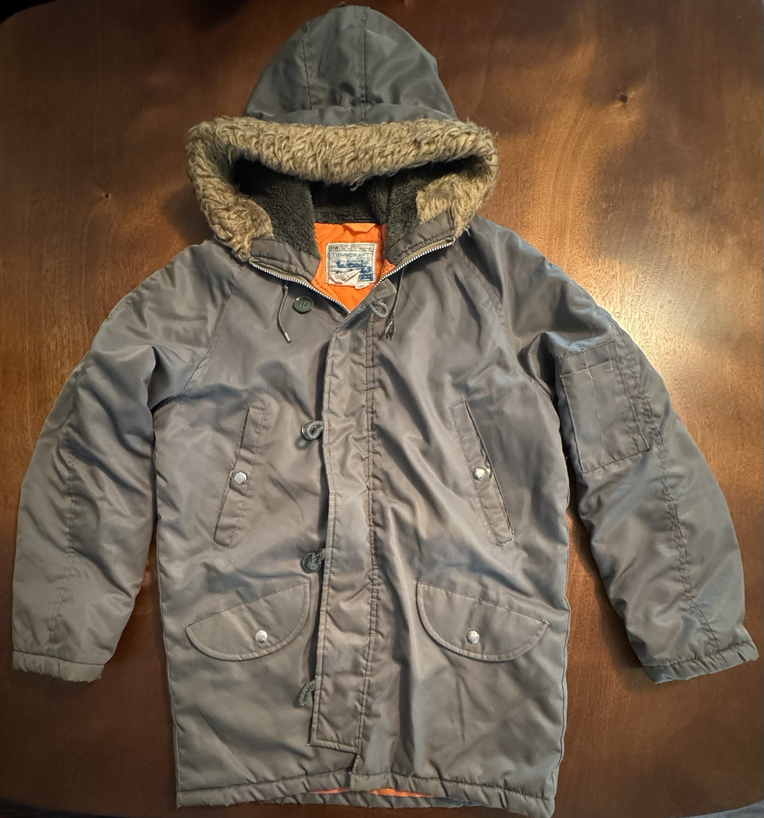 Vintage 70s 80s JC Penney Towncraft Boys Green N-3B Military Style Jacket Large