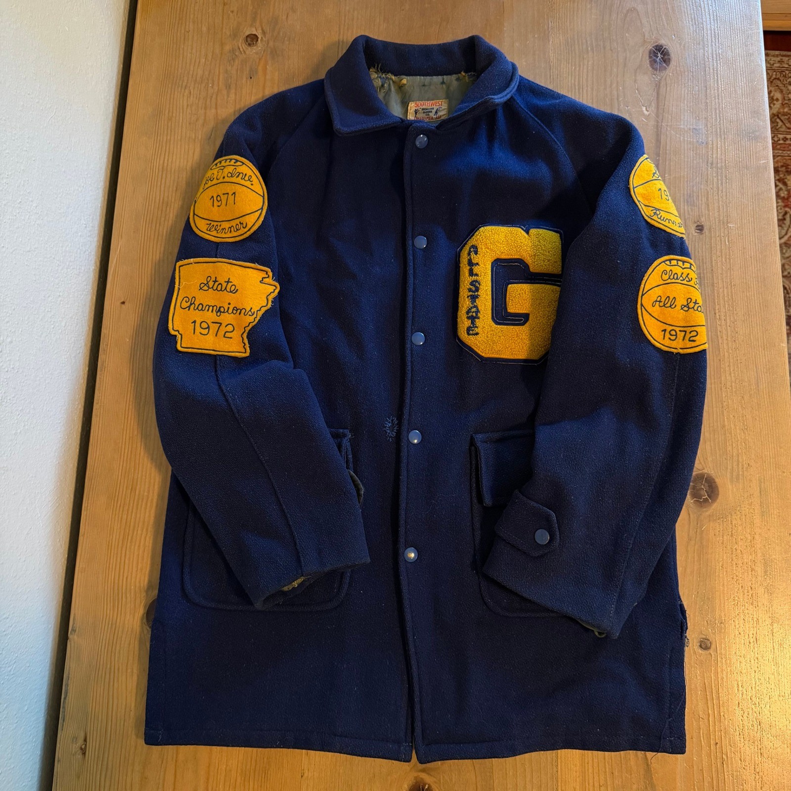 Vintage 70s True Vintage Southwest Sporting Goods Varsity Jacket State Champs