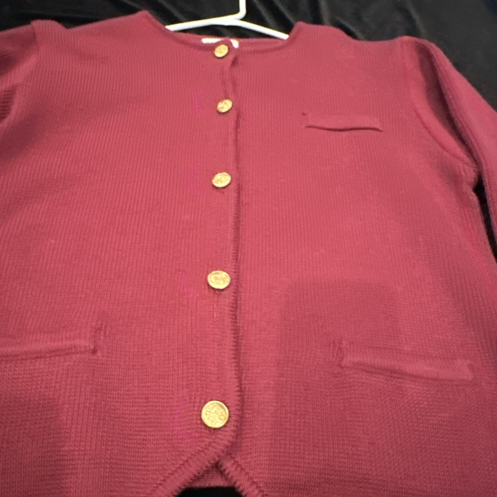 VTG Hastings & Smith Emerald Burgandy Cardigan Sweater Cottage/Grandma