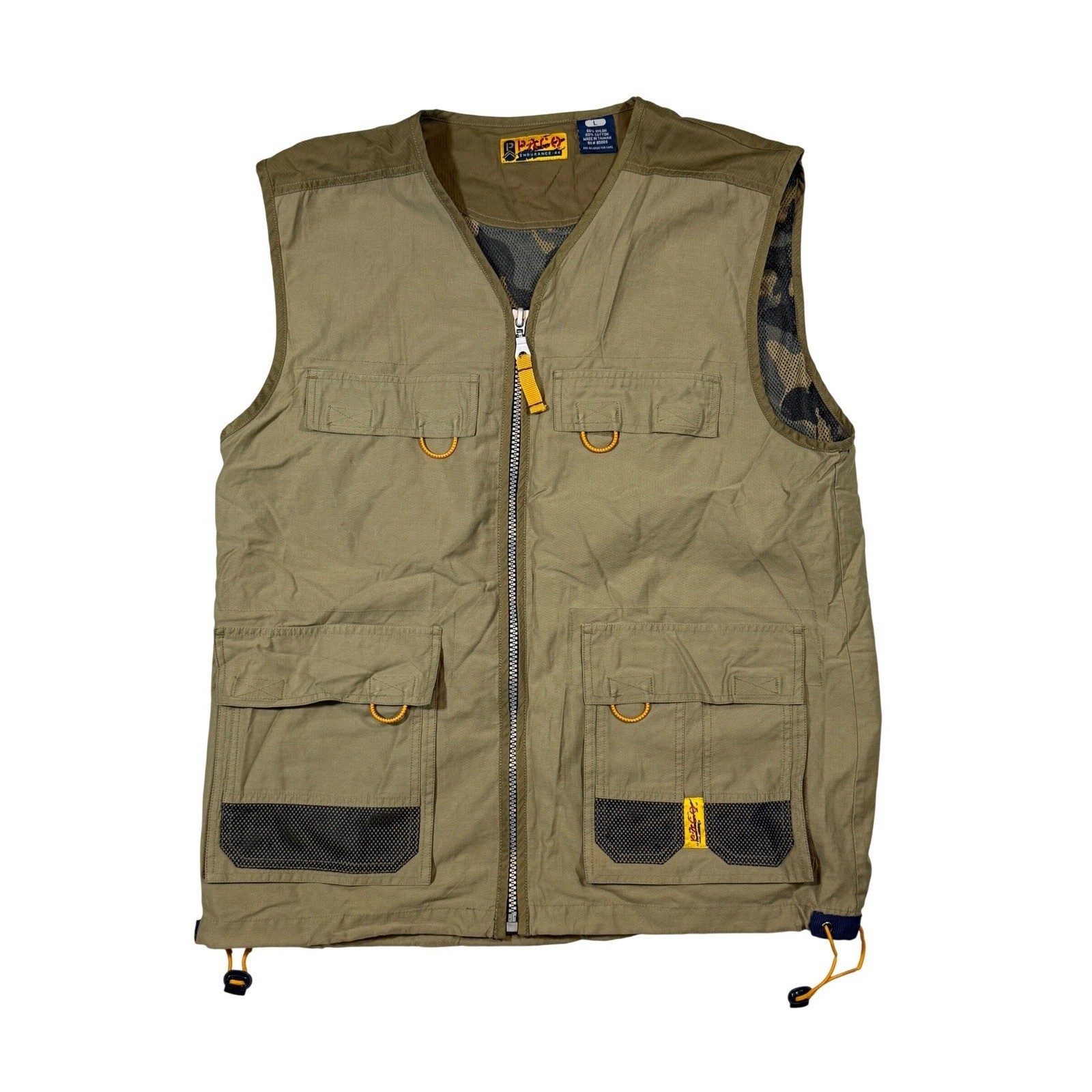 VTG Paco Endurance 44 Utility Vest Men L Tan Camo Gorpcore Cargo Fishing Hunting