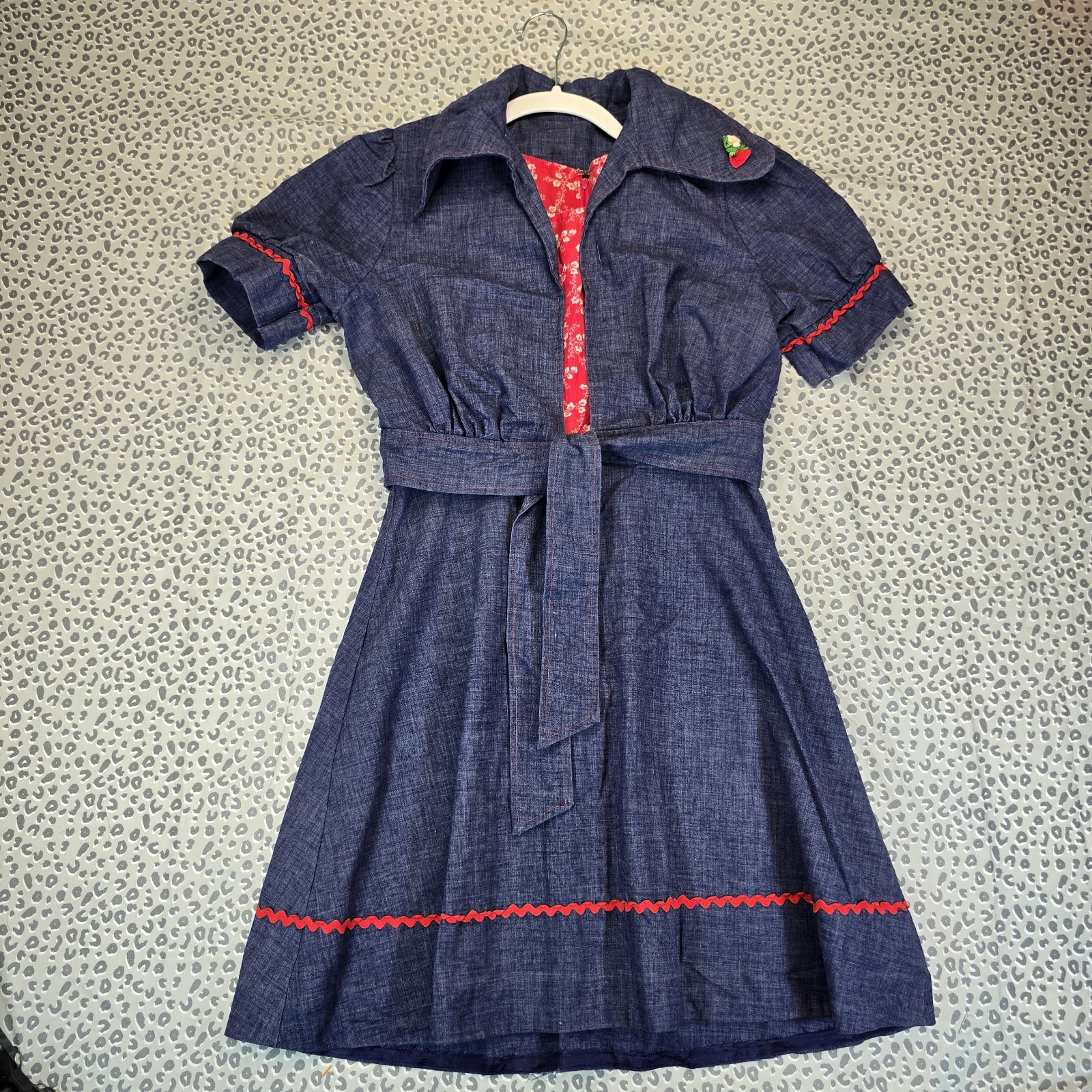 VTG 60s Carole King Junior Fashions Chambray 2pc Prairie Dress Bolero XS Ric‑Rac