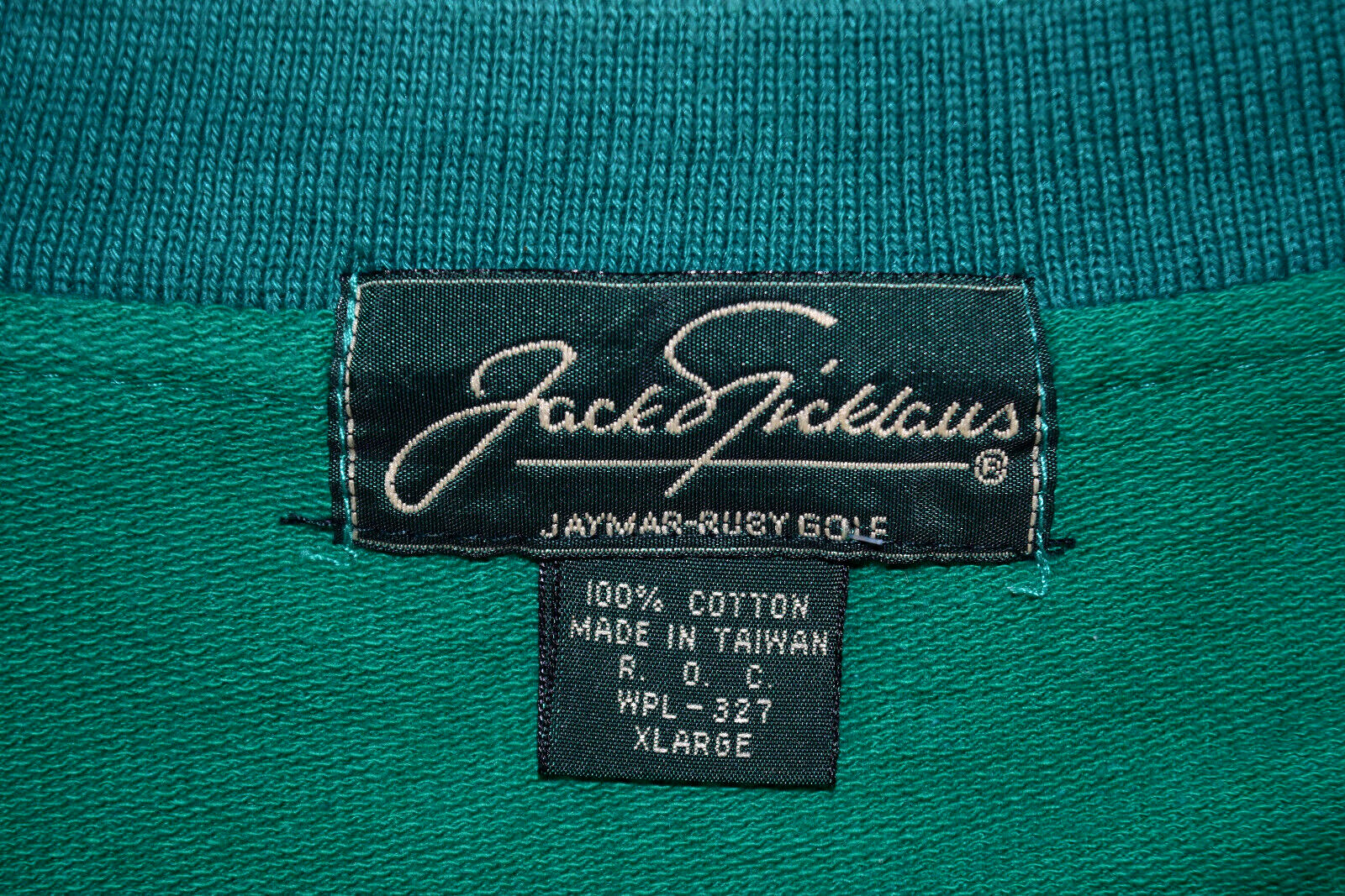 Vintage Jack Nicklaus Sweatshirt Size XL 70s Green Blue Trim Deep V Neck Grunge