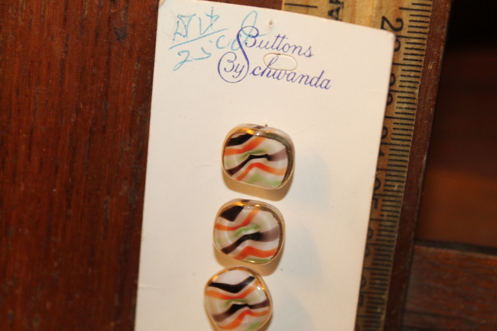Vintage 1960’s Replacement Buttons Lot of 4 Schwanda Gold Black Coral Mint White