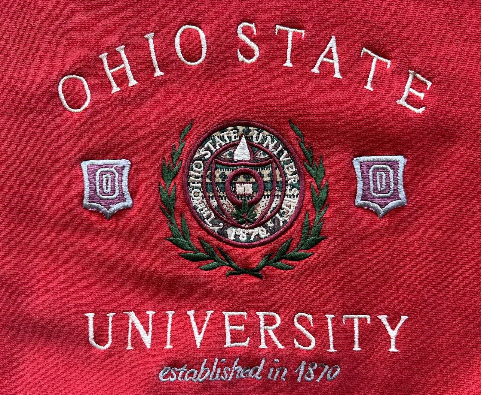 Vintage Galt Sand Ohio State University Red Cotton Embroidered Sweater Size L