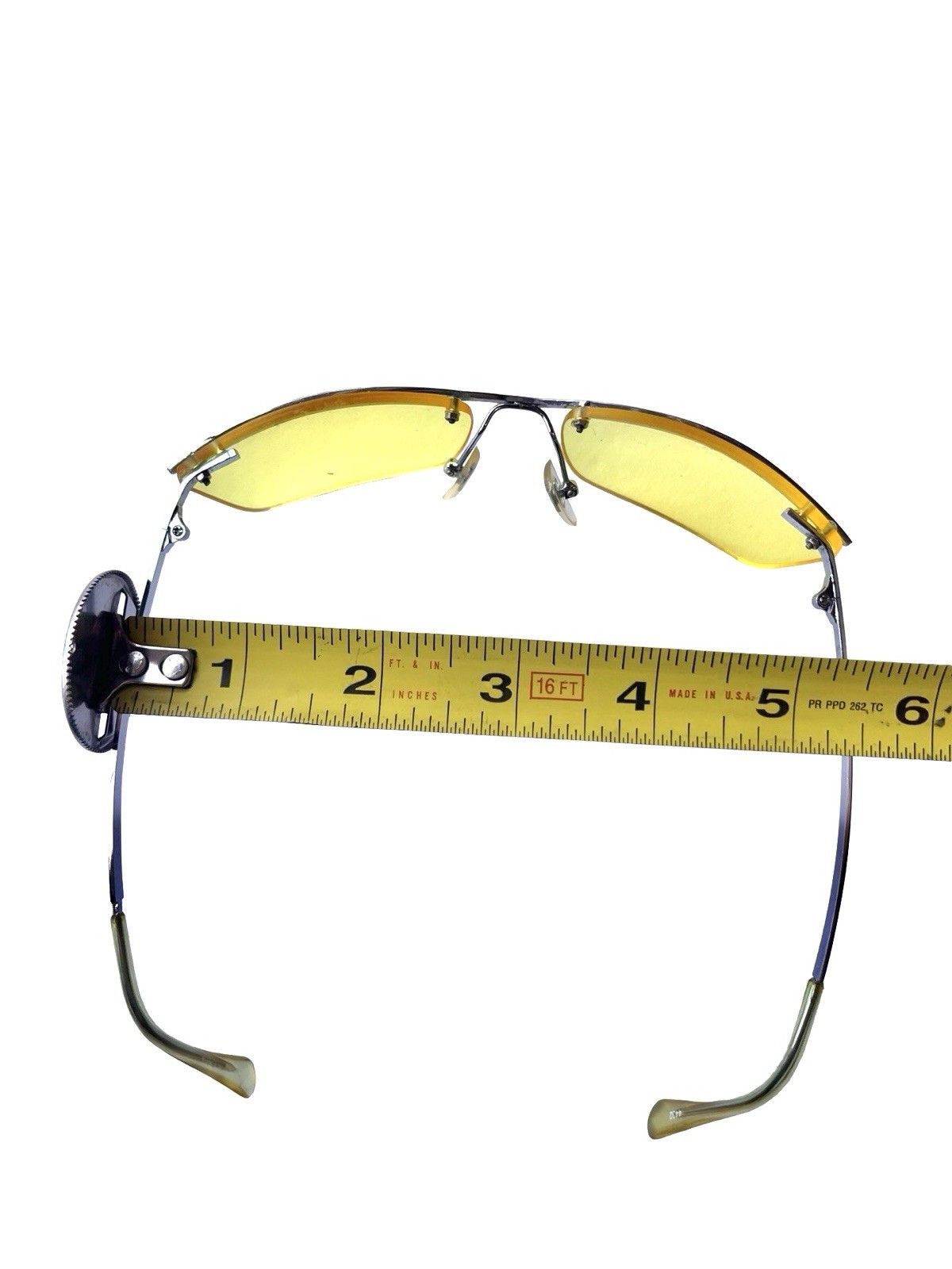 Vintage NOS Y2K Rimless Shield Sunglasses Yellow Tinted Lenses Cyber Futuristic
