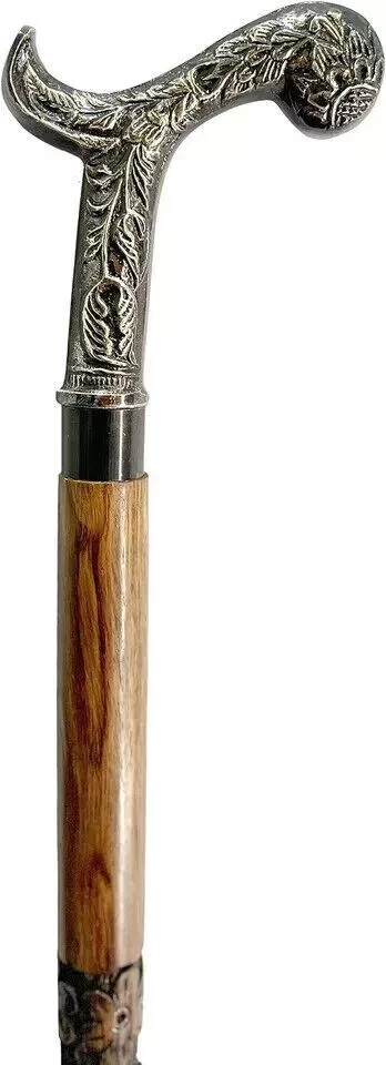 Brass Foldable Walking Stick Cane Wooden Brass Handle Gift for Men &Women Choice