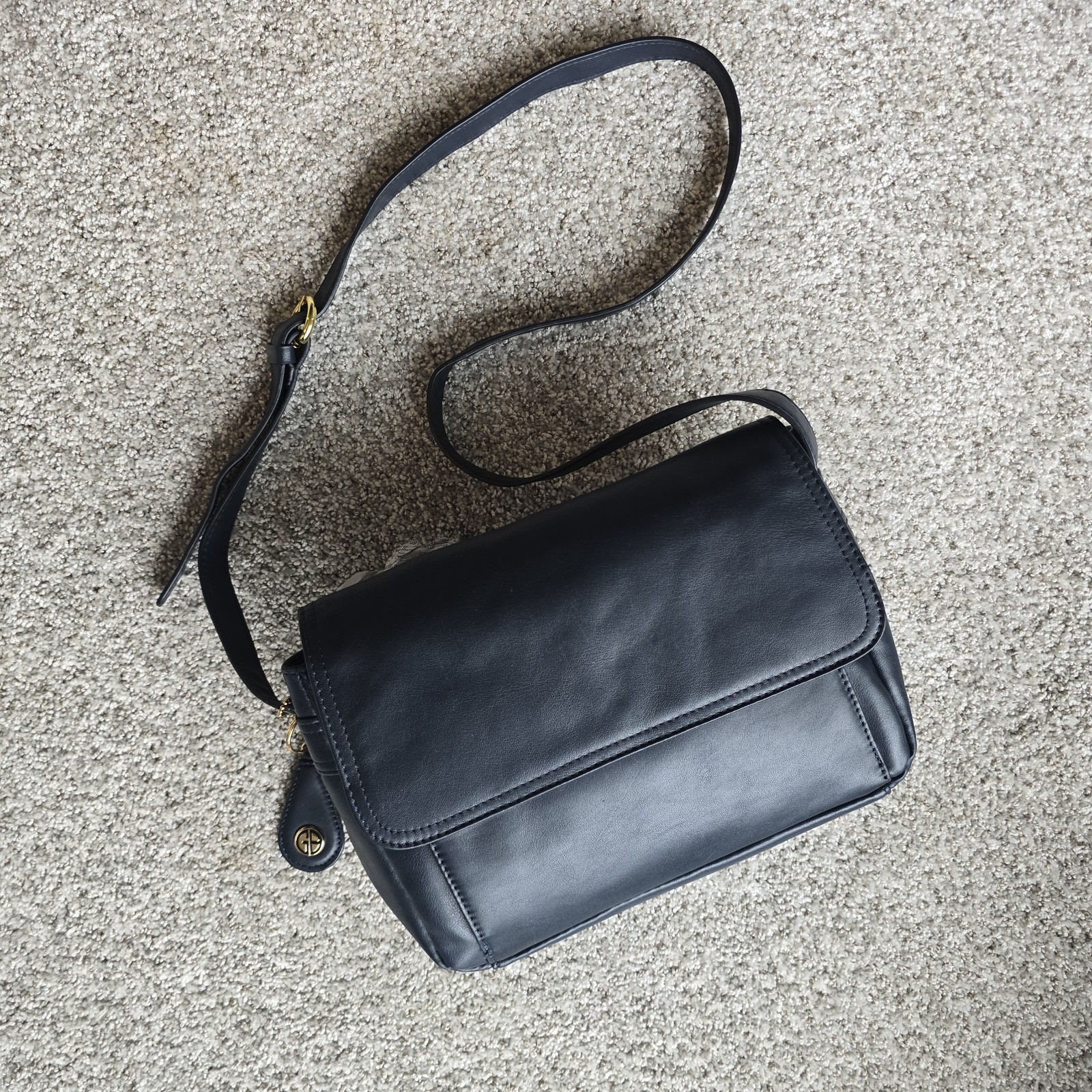Vintage Giani Bernini Navy Genuine Nappa Leather Adjustable Crossbody Purse