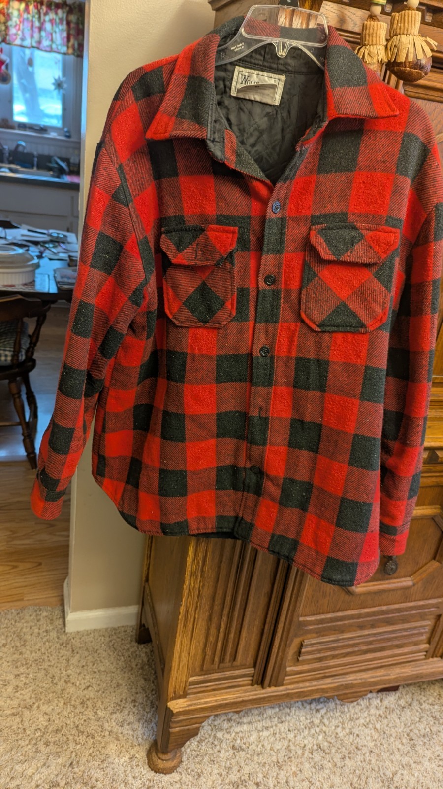 Vintage 90’s Men’s Wool Blend WOODLAND Quilted Shirt Jacket SIze XL