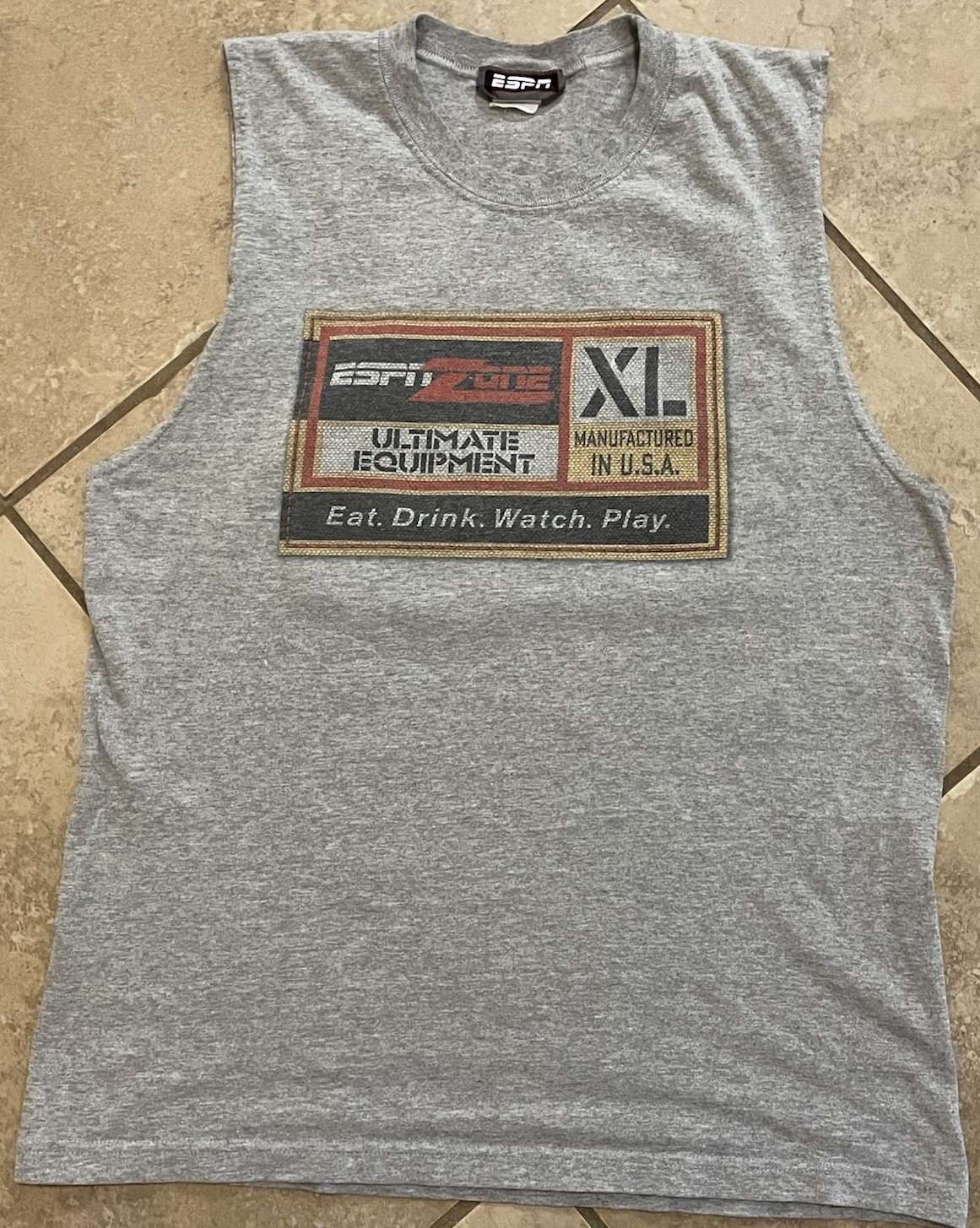 Vintage ESPN Zone Sleeveless Tshirt Men’s Large Gray