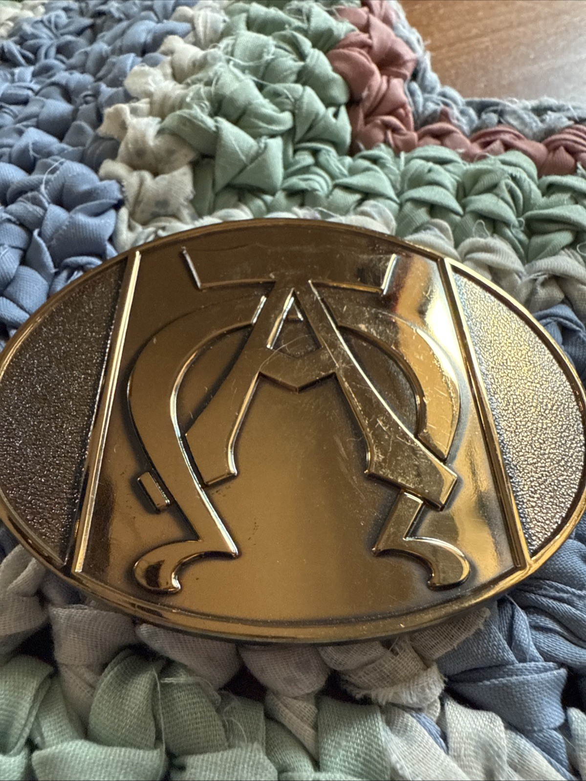 Alpha Omega Belt Buckle Fraternity Religious Symbols Vtg OC Tanner