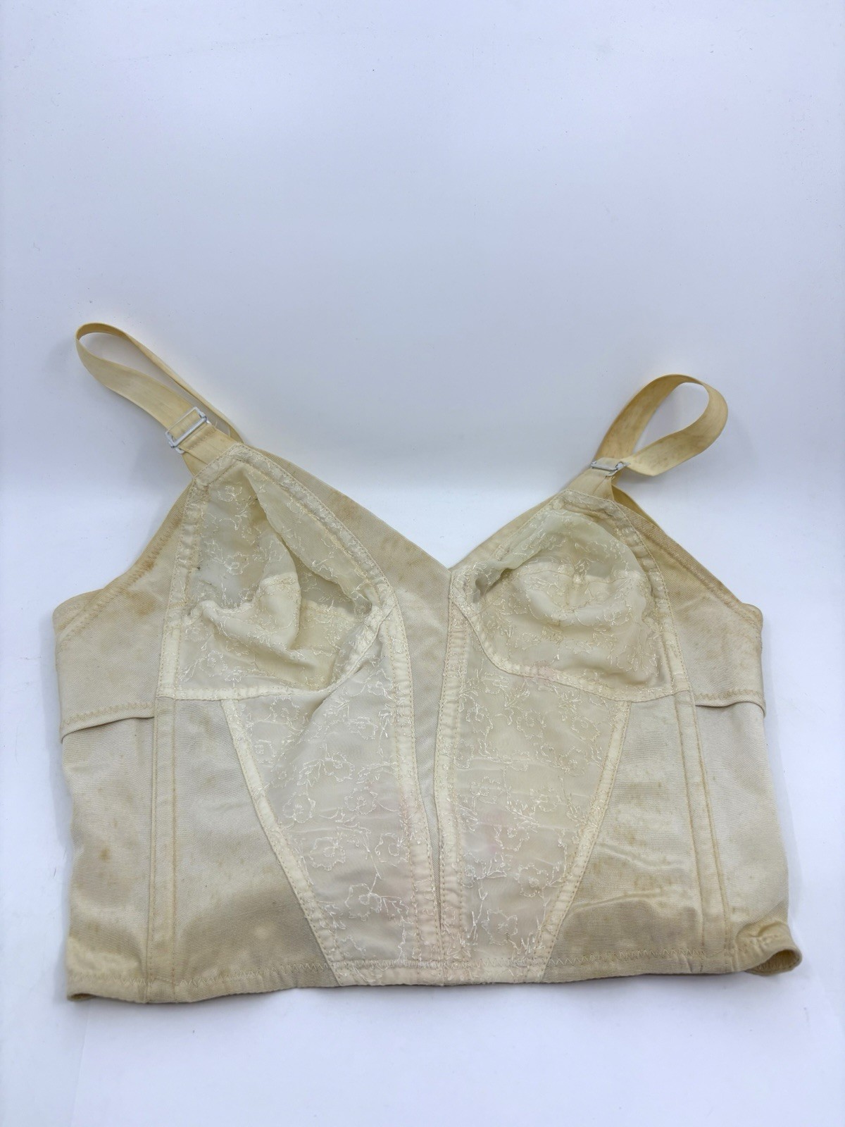 Vtg Playtex Long Line BRA 34B Lace Cup Ed Gein