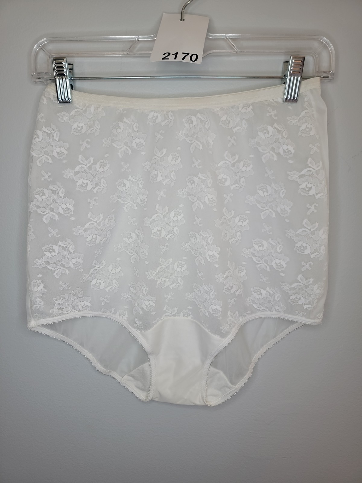 Vanity Fair Tricot Nylon White Panties Lace Front Size 7
