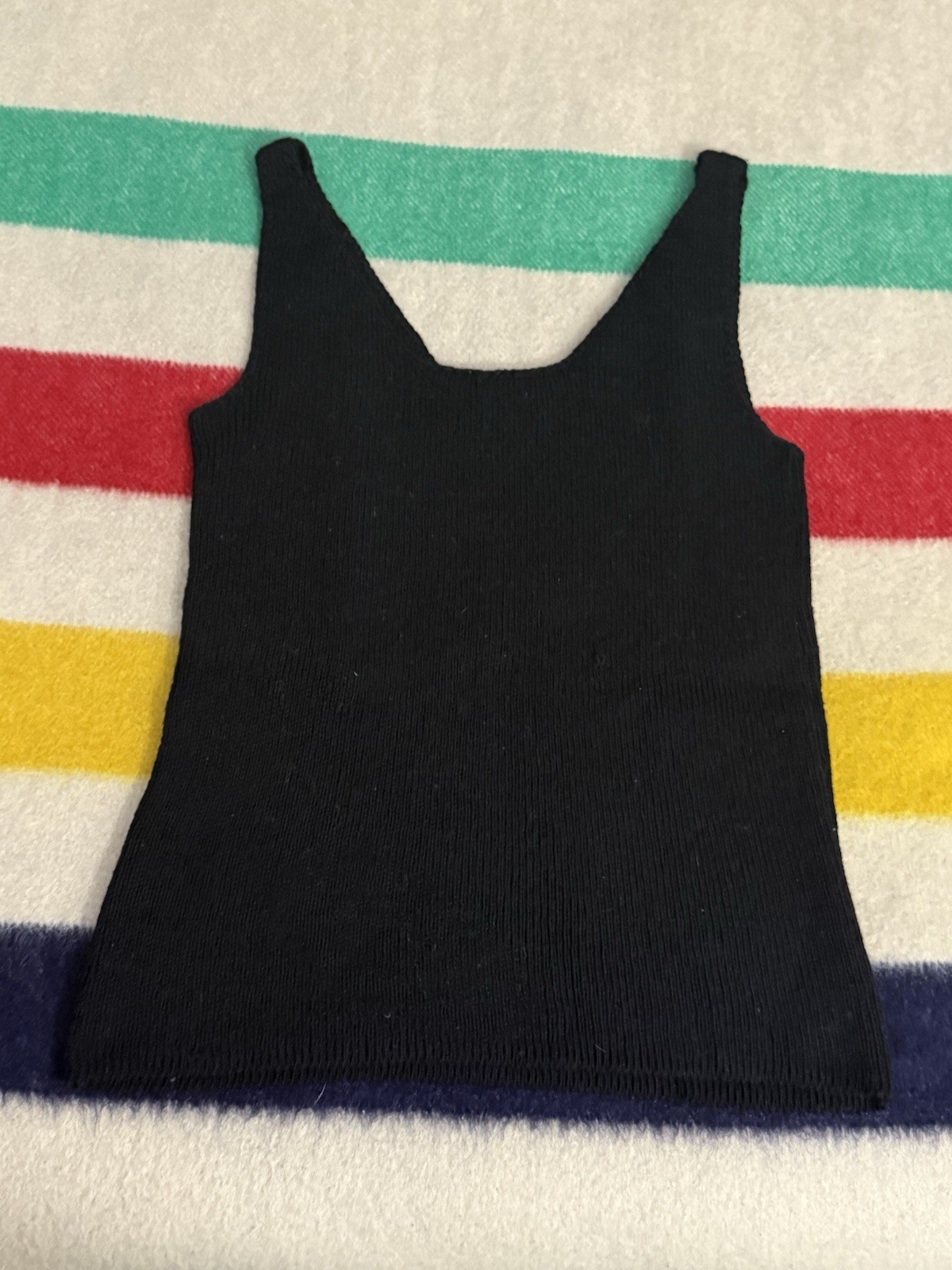 Vintage 50s 60s Olga Oshrin Wool Knitted Knit Black Tanktop Handmade Quality XS