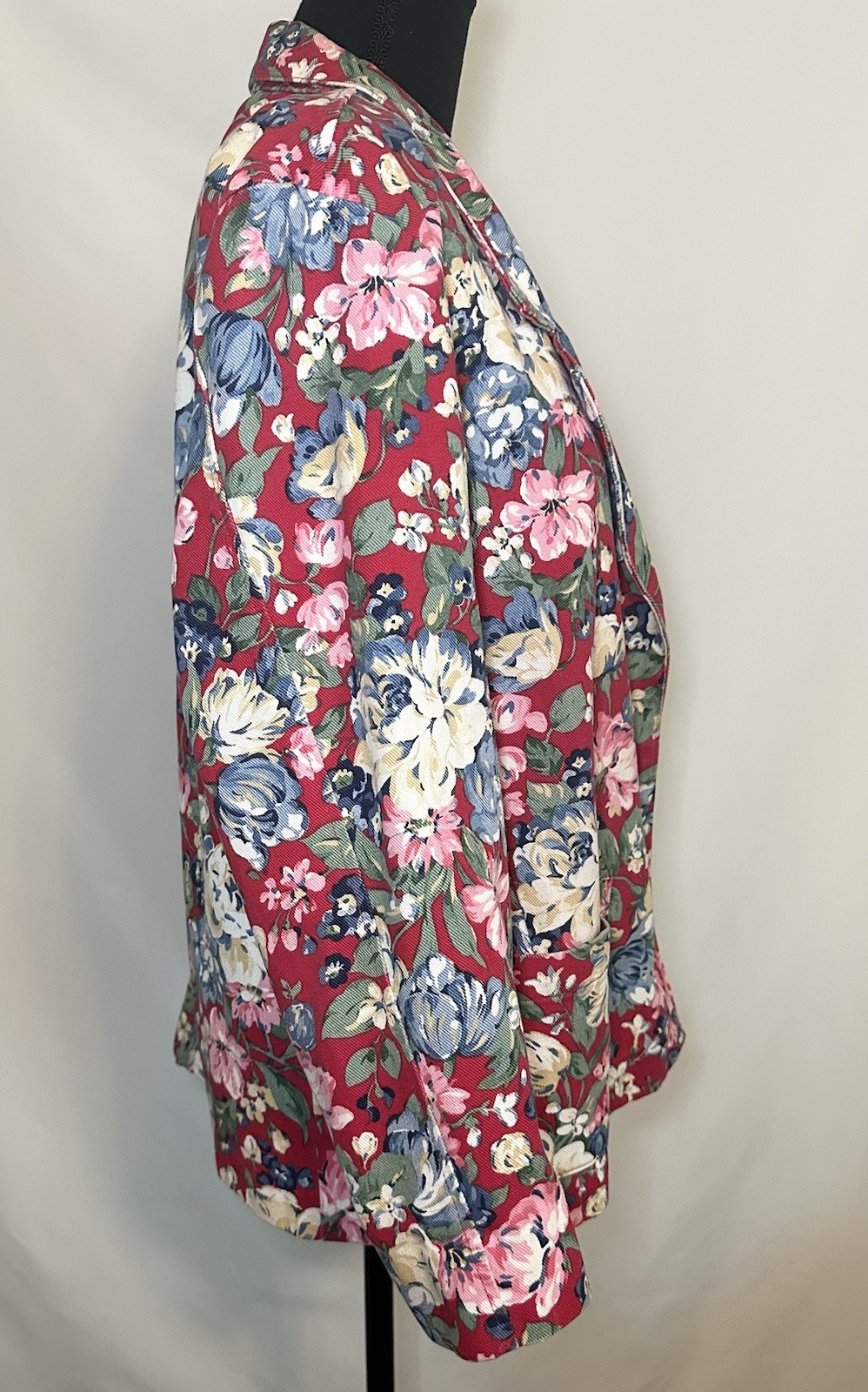 VTG Gotcha Covered Denim Blazer Floral Red Jacket Colorful Cotton Women XL