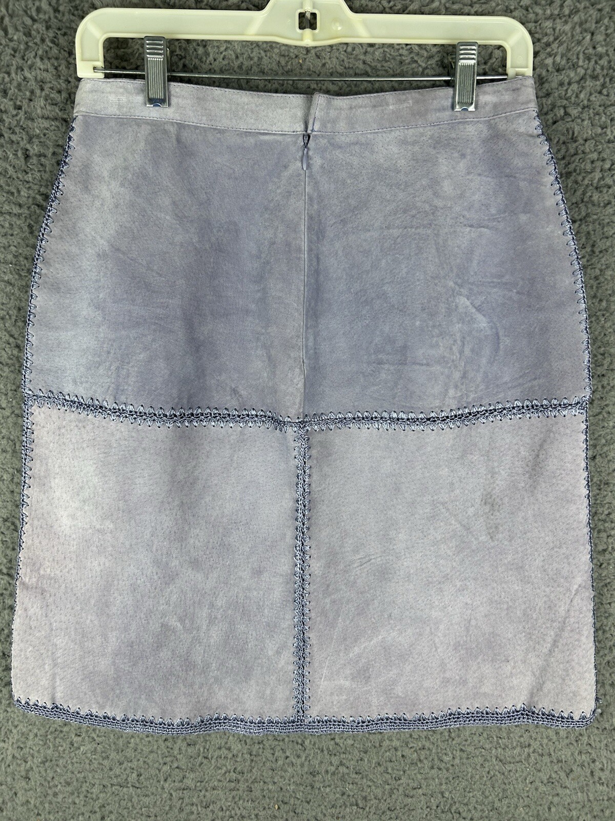 VTG S.M.H. Womens Sz 8 Patchwork Pencil Skirt Purple Lavender Leather Office