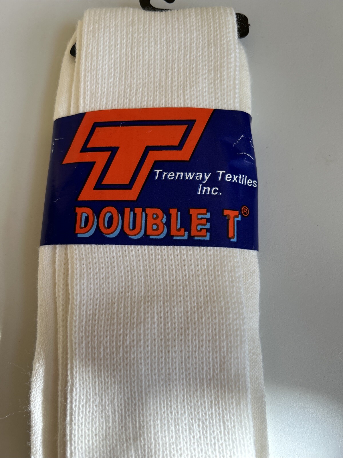 Men’s VTG Double T Trenway Textiles White Tube Socks 9-15 Made In USA 90s NOS.