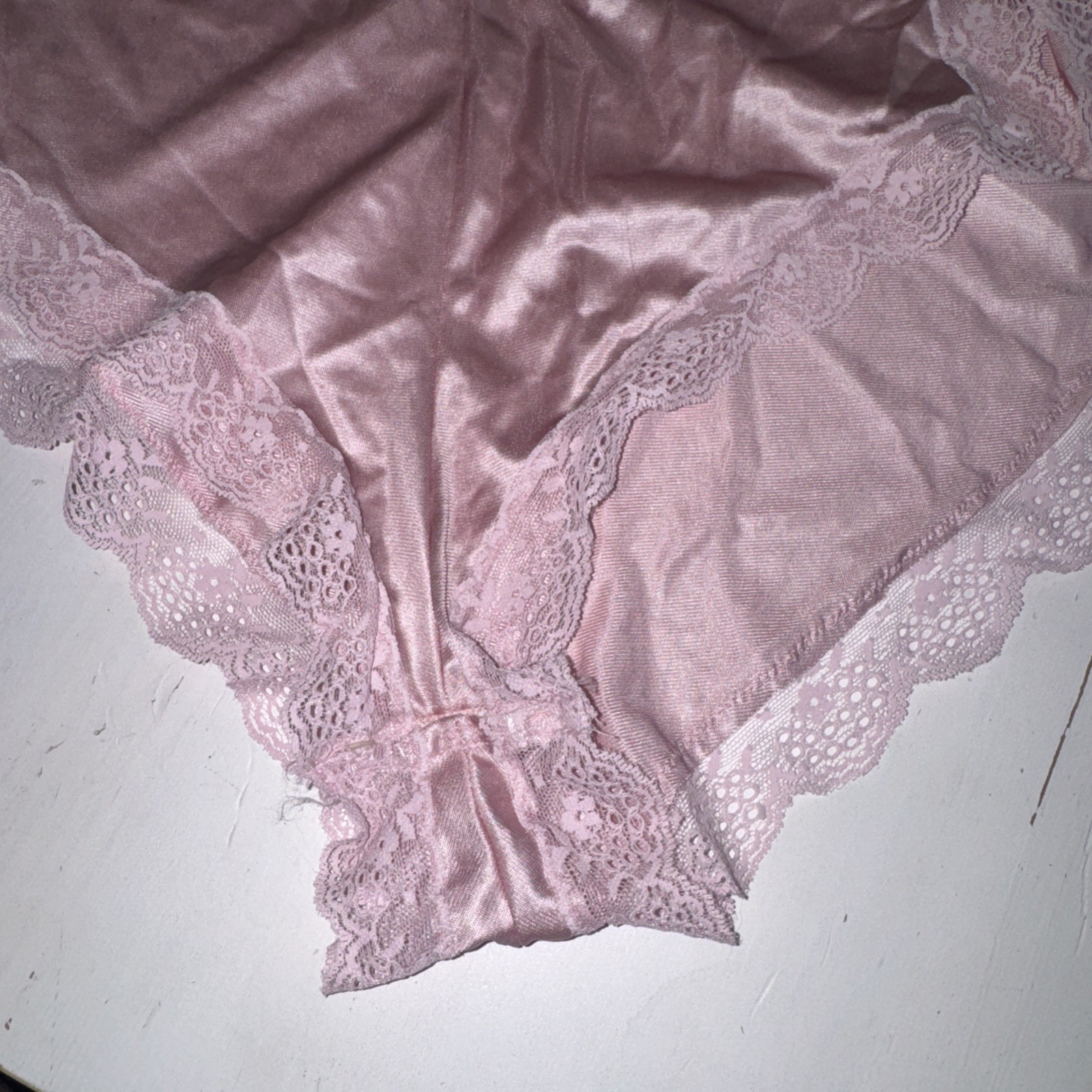 Vintage Warner’s Lacies Pink Satin Lace Teddy Bodysuit Size Medium USA Made