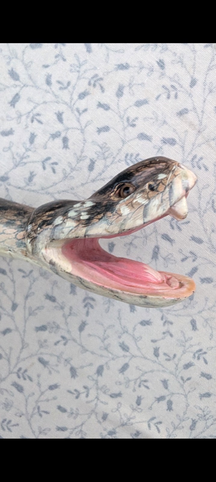 Hand-Carved Wooden Walking Cane with Cobra / Rattle (?) Snake Design Approx 36″
