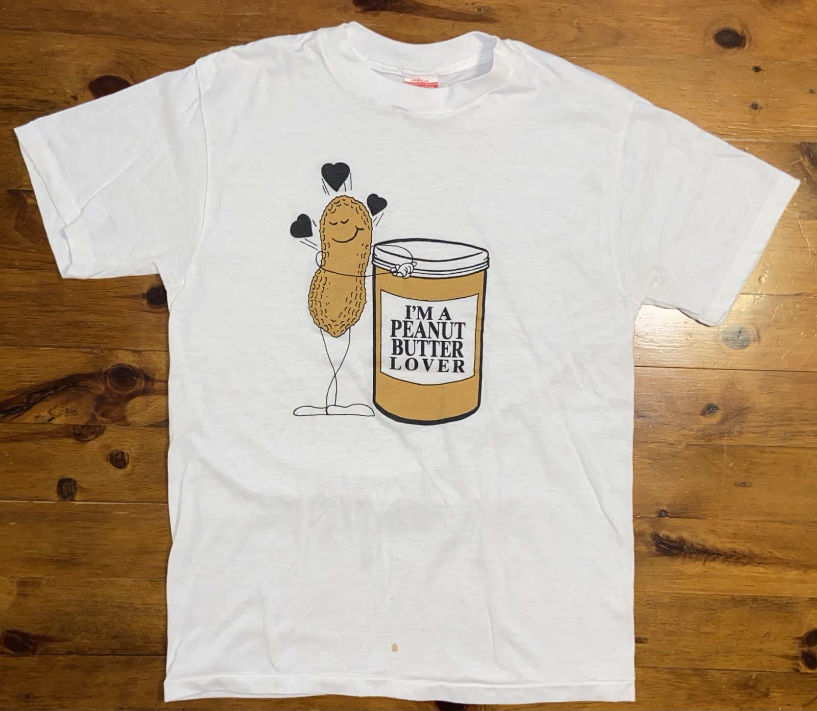 Vintage Peanut Butter Lover Cartoon Graphic Single Stitch Funny T-shirt 80s