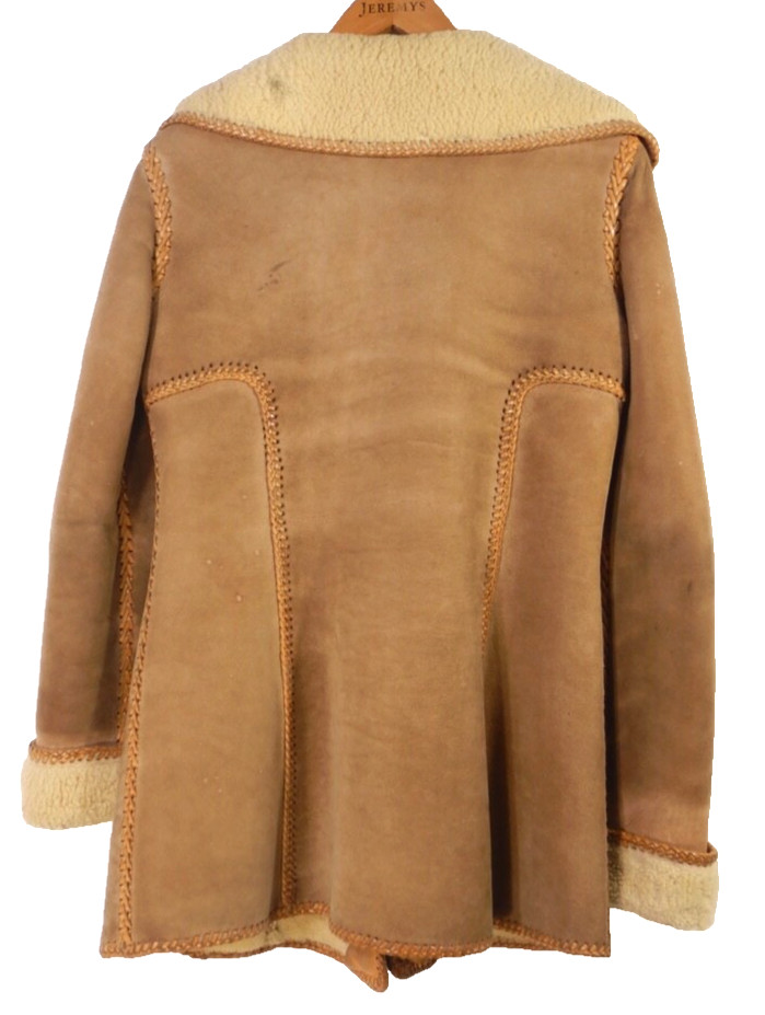 Vintage North Beach Leather Hippie Shearling Whip Stitch Coat Jacket Size 11/12