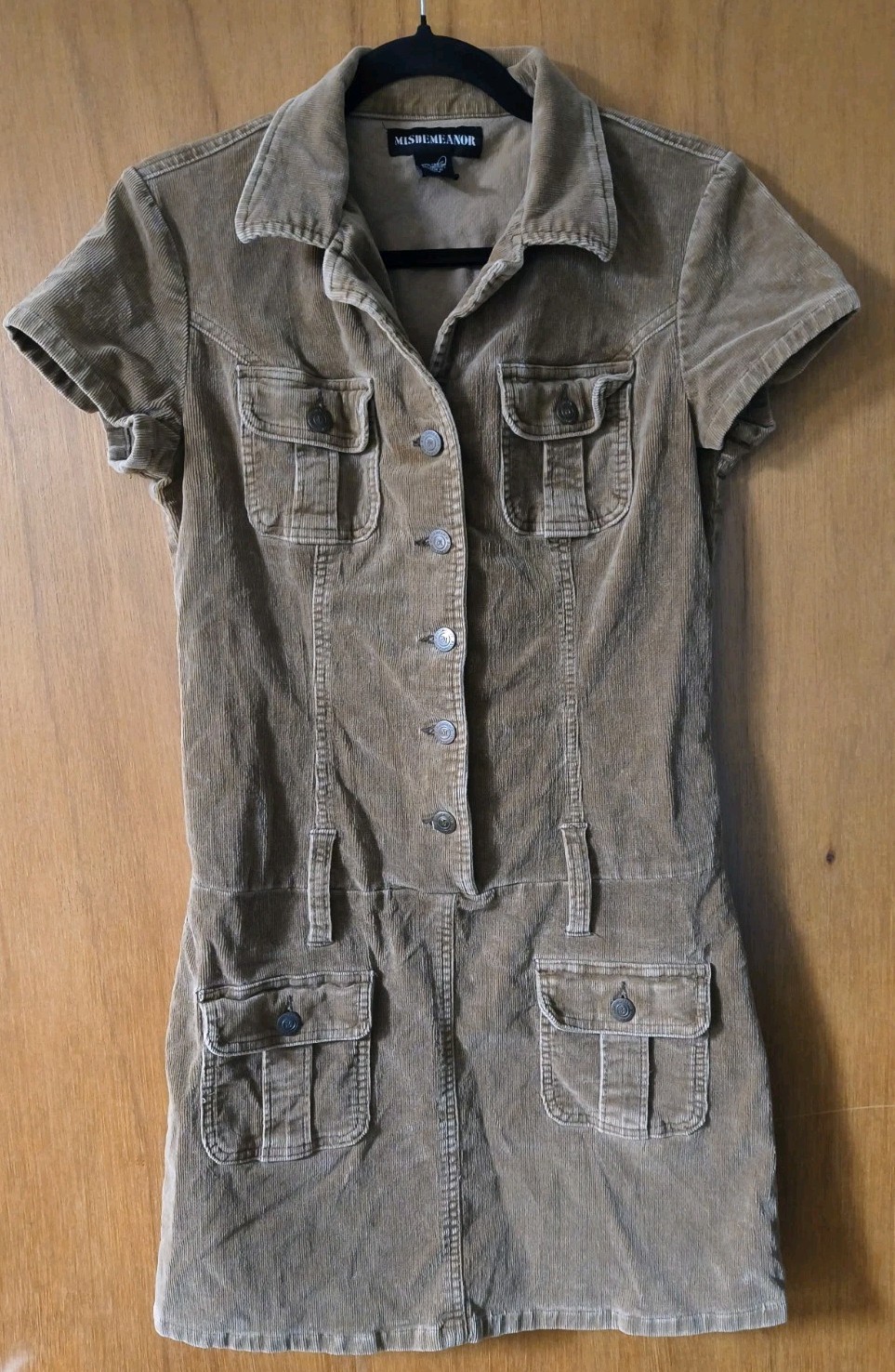 Women’s Vintage Misdemeanor, Y2K-era Brown Corduroy Utility Mini Dress Size L