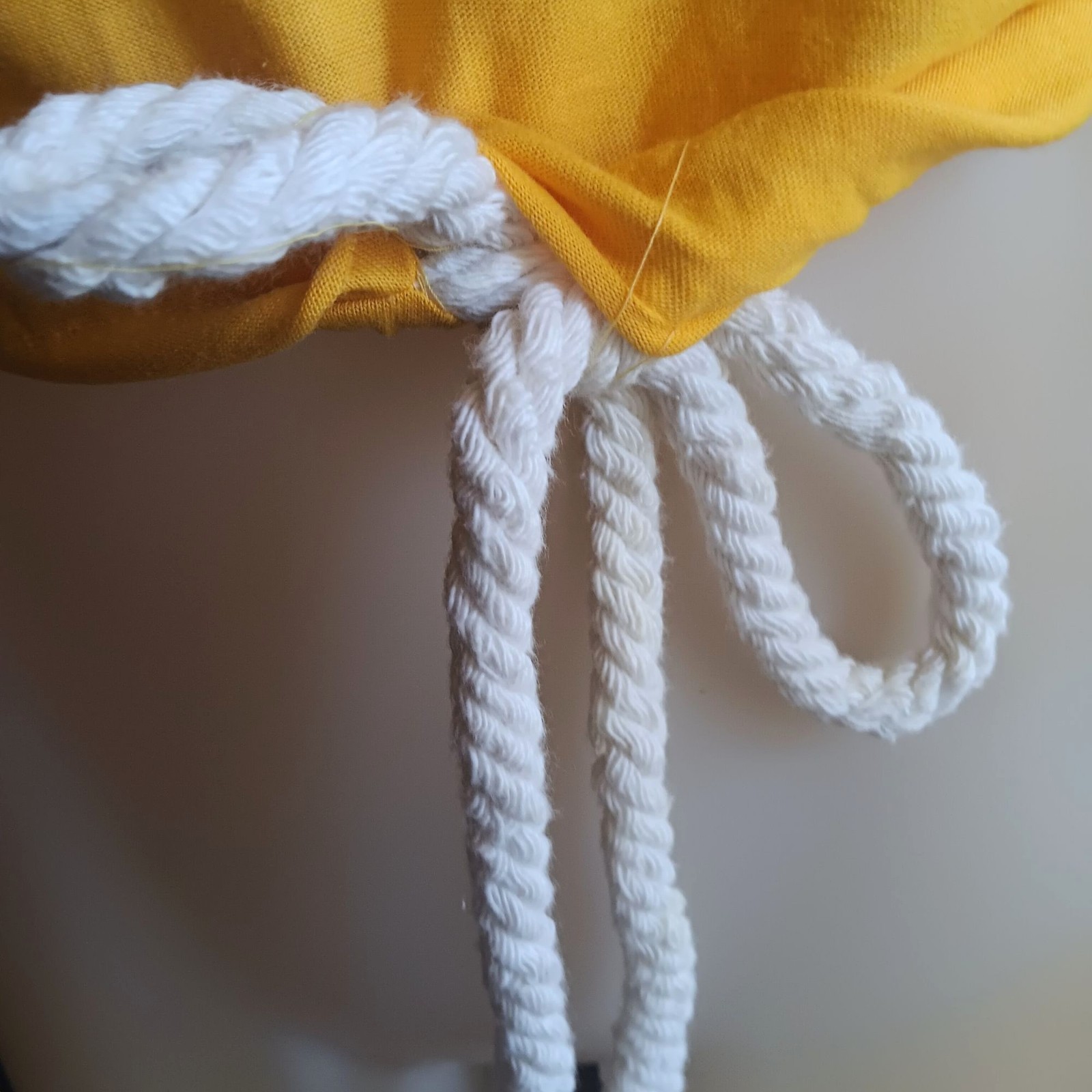 True Vintage Top Hoodie Medium Boho Yellow Drawstring Crop 1970’s Handmade Hippy