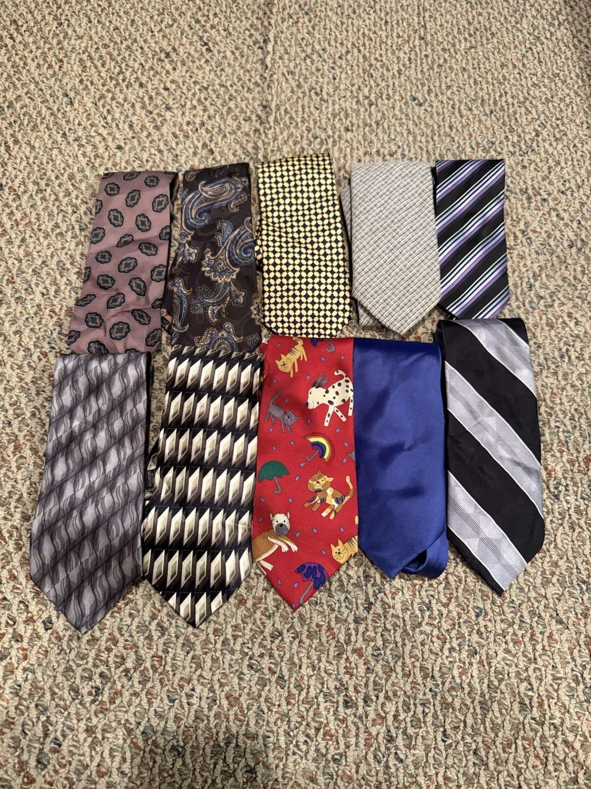 Lot Of 10 Vintage Men’s Neck Ties Multiple Patterns Colors And Brands