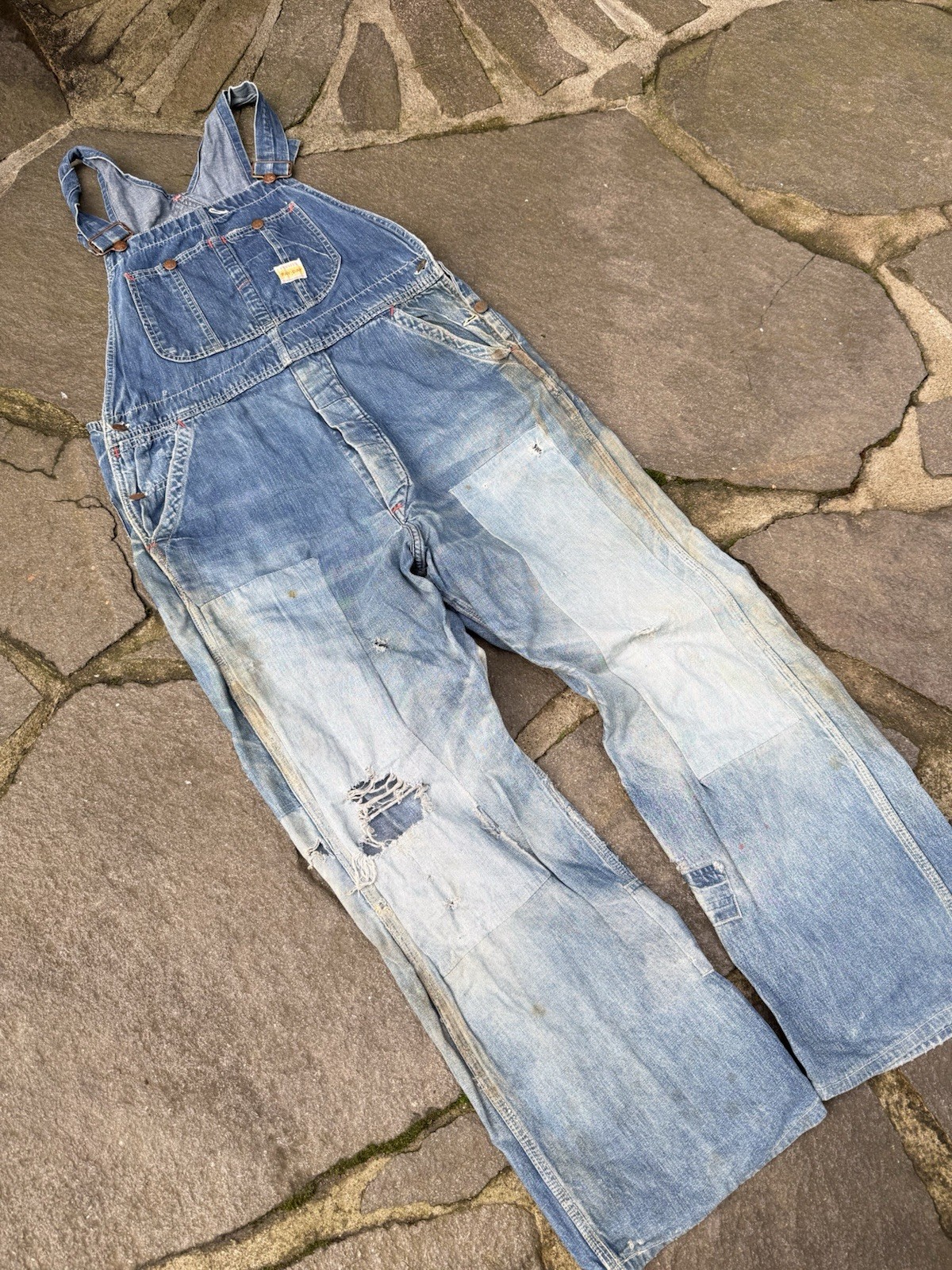 Vintage 40’s Penneys Pay Day Square Bax Cotton Denim Overalls 34/29